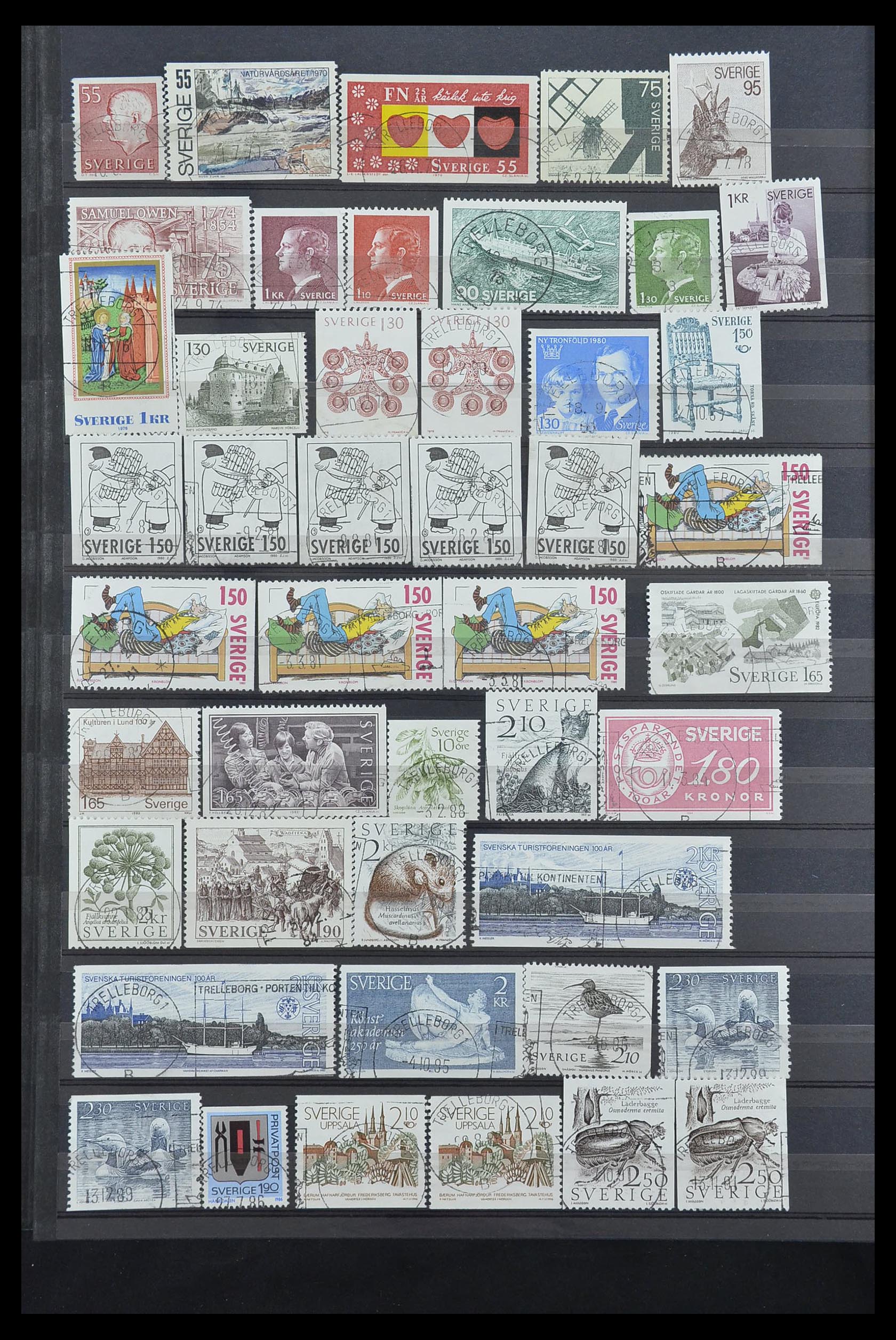 33566 092 - Stamp collection 33566 Sweden cancels from 1886.