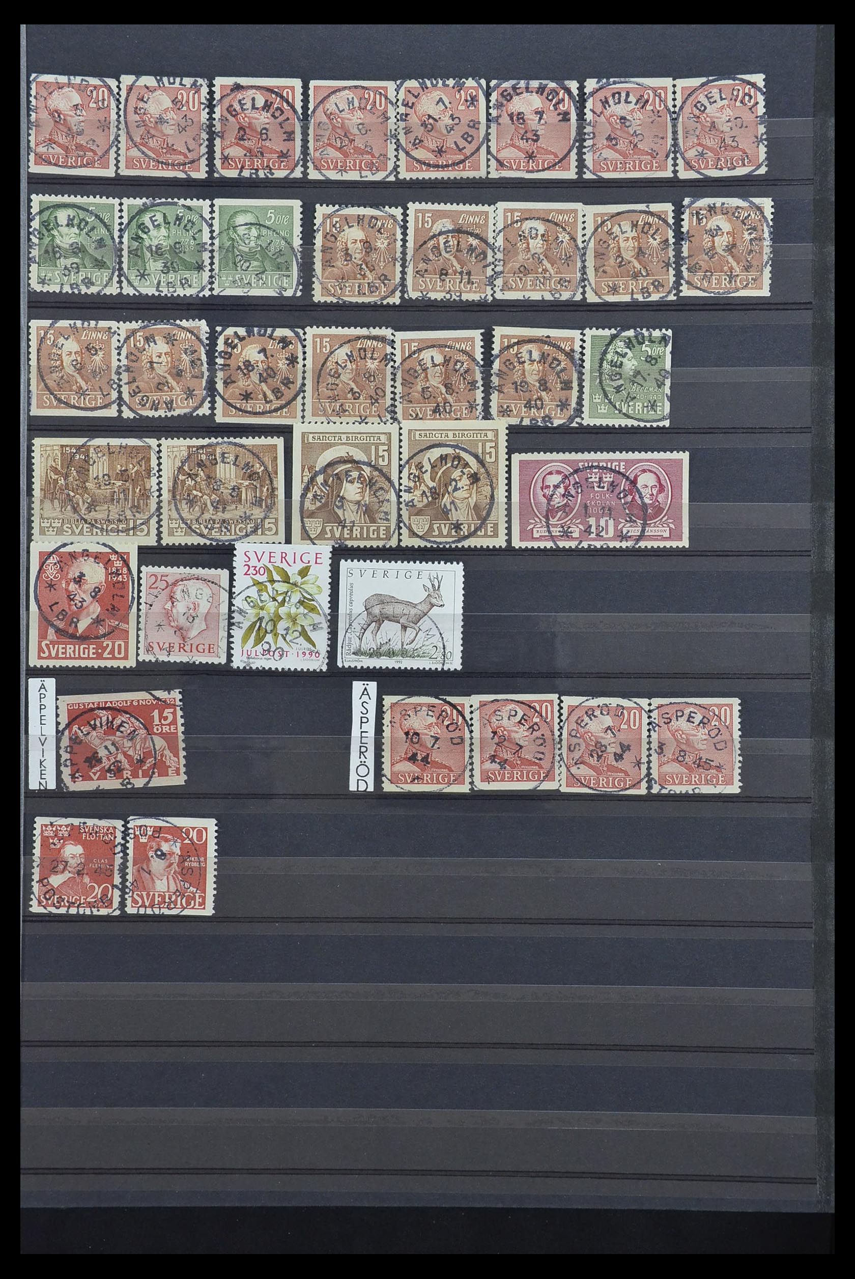 33566 105 - Stamp collection 33566 Sweden cancels from 1886.