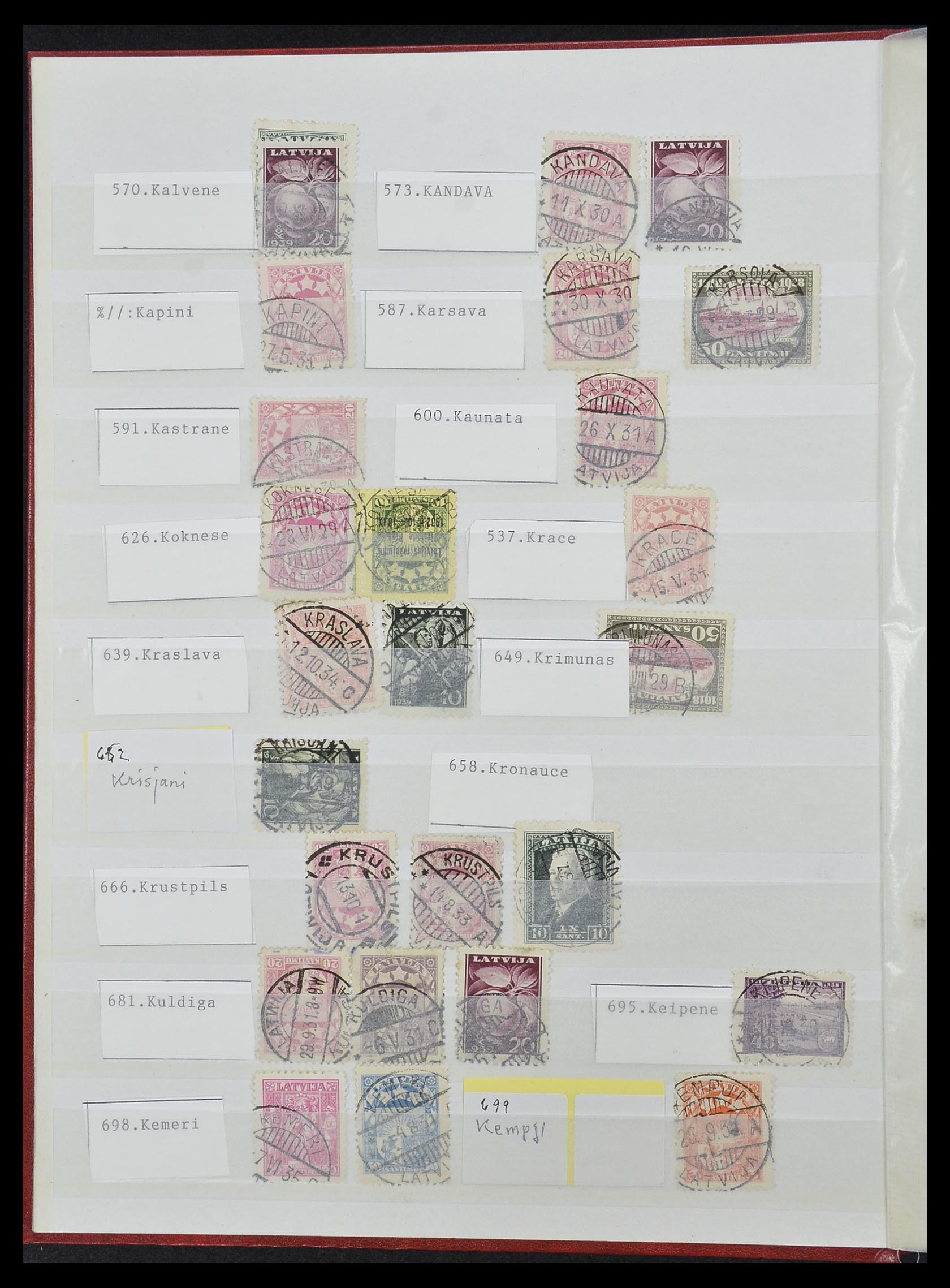 33572 010 - Postzegelverzameling 33572 Letland stempels 1919-1939.