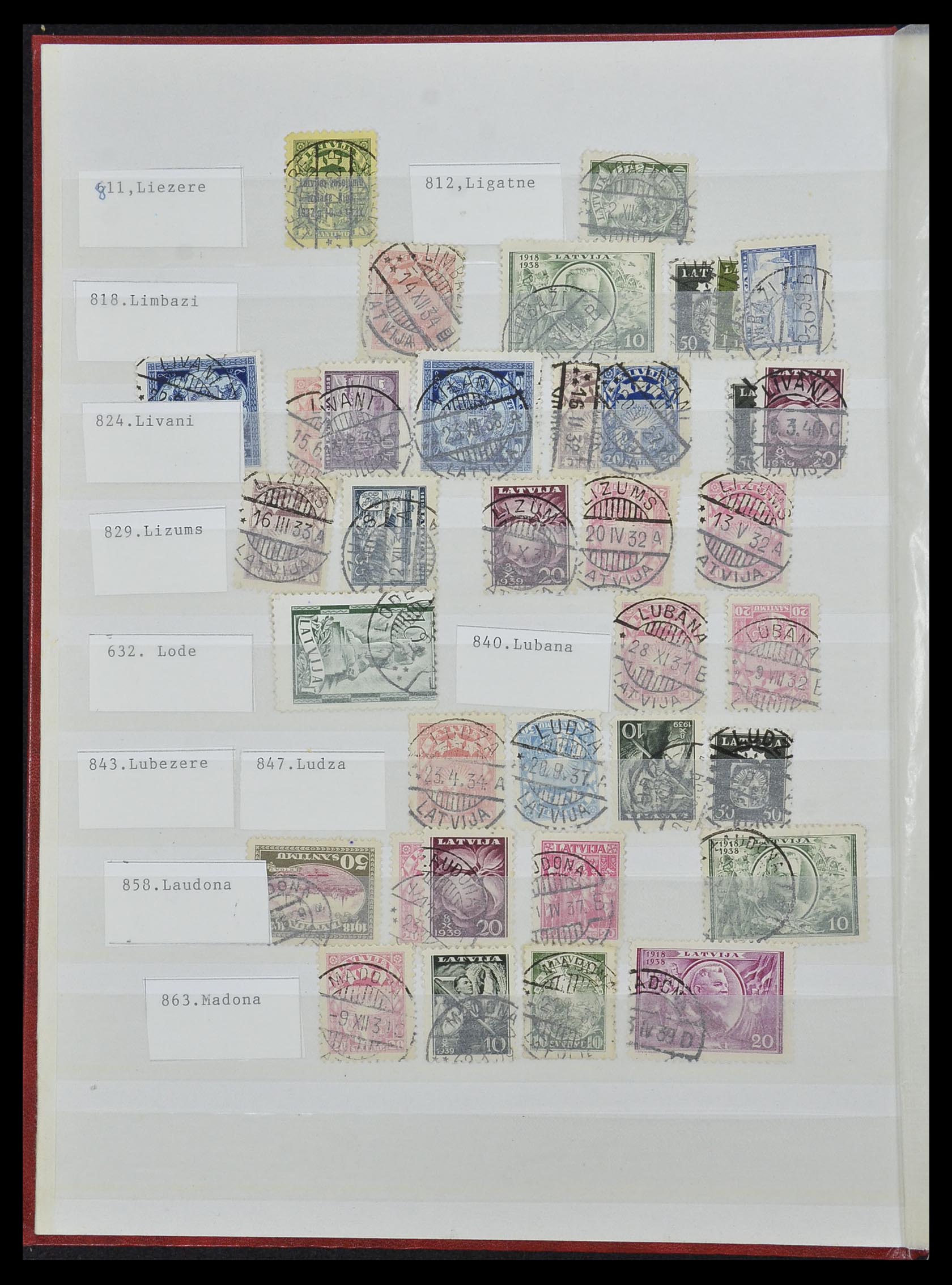 33572 012 - Postzegelverzameling 33572 Letland stempels 1919-1939.