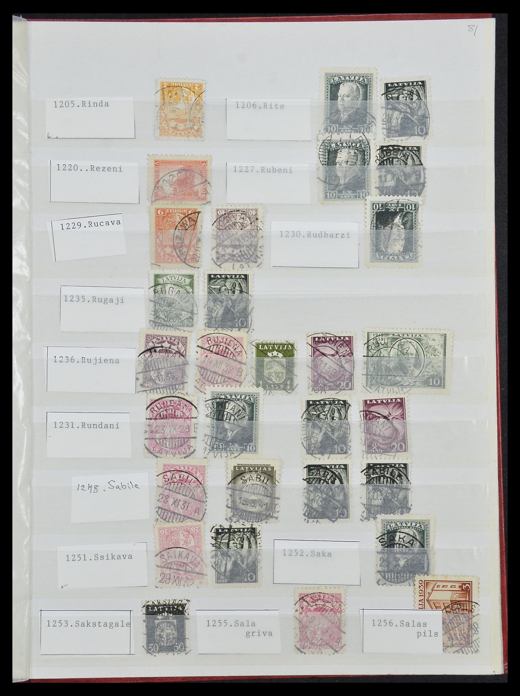 33572 017 - Postzegelverzameling 33572 Letland stempels 1919-1939.