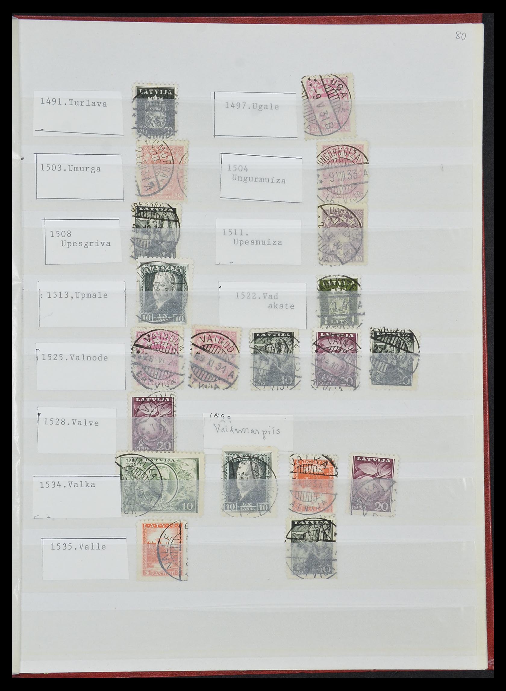 33572 021 - Postzegelverzameling 33572 Letland stempels 1919-1939.