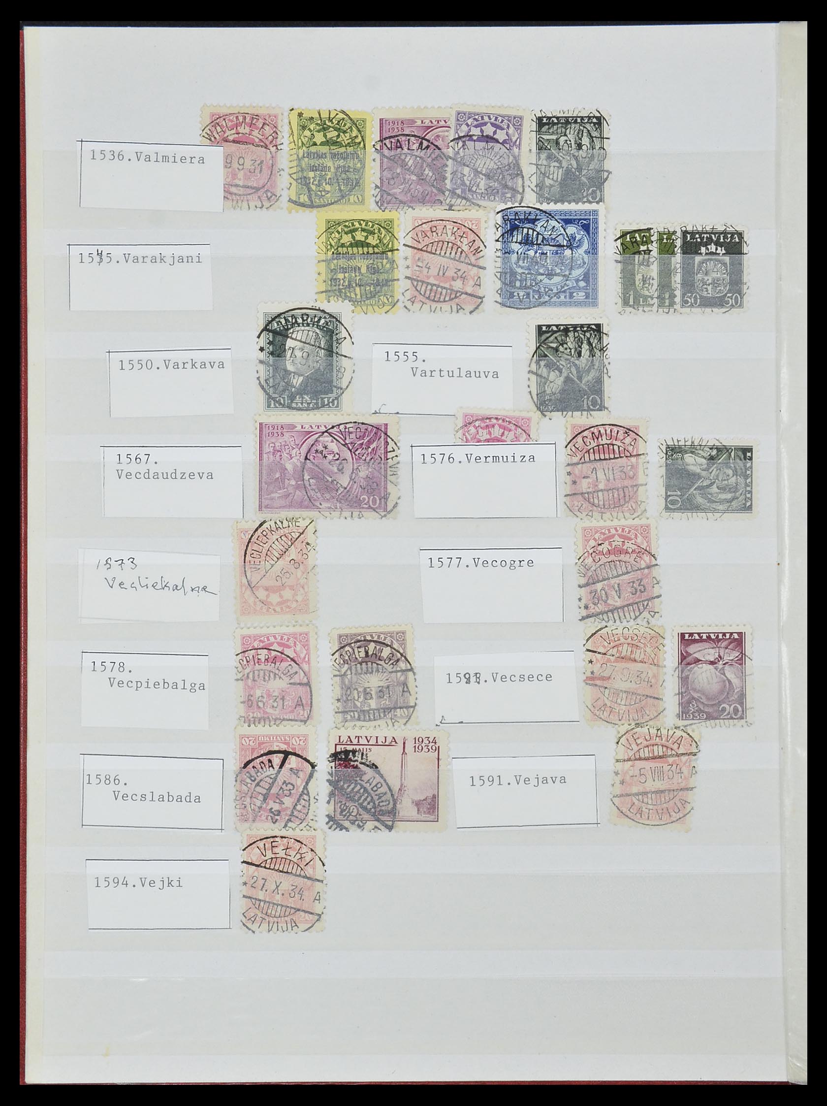 33572 022 - Postzegelverzameling 33572 Letland stempels 1919-1939.