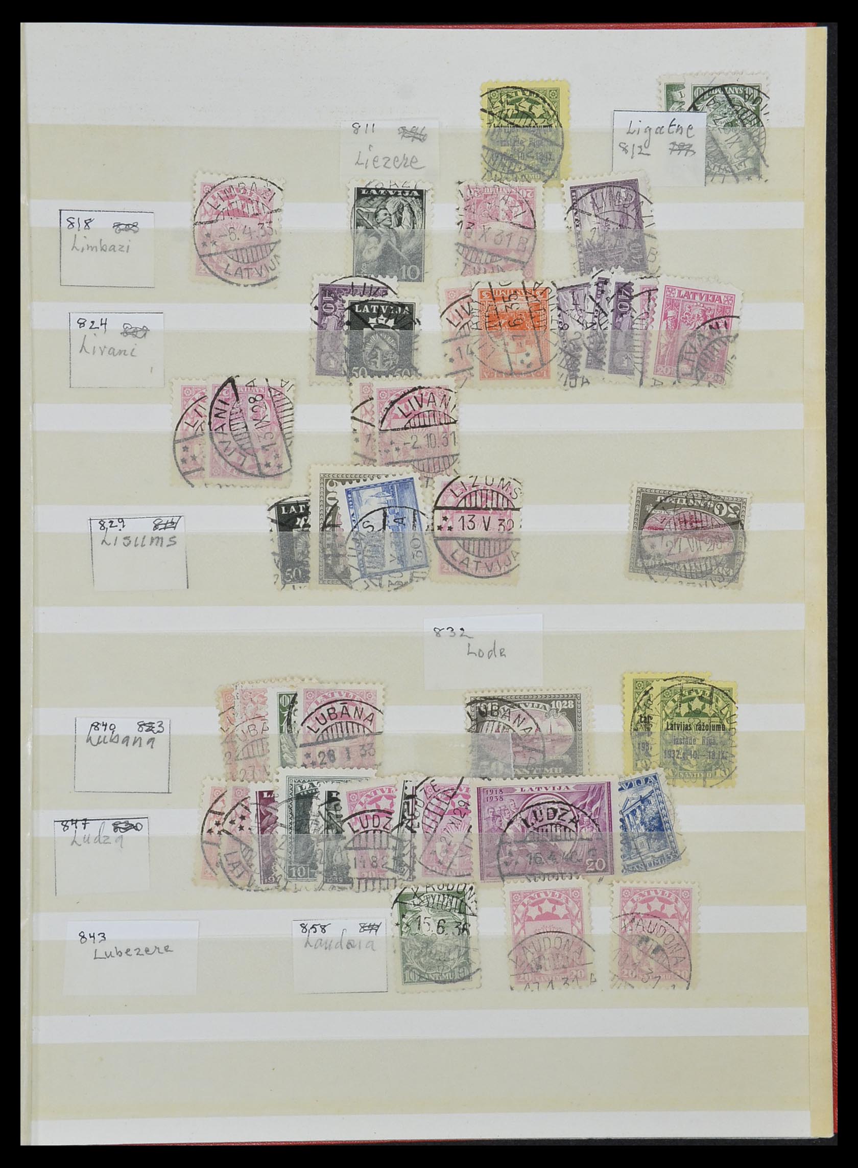 33572 038 - Postzegelverzameling 33572 Letland stempels 1919-1939.