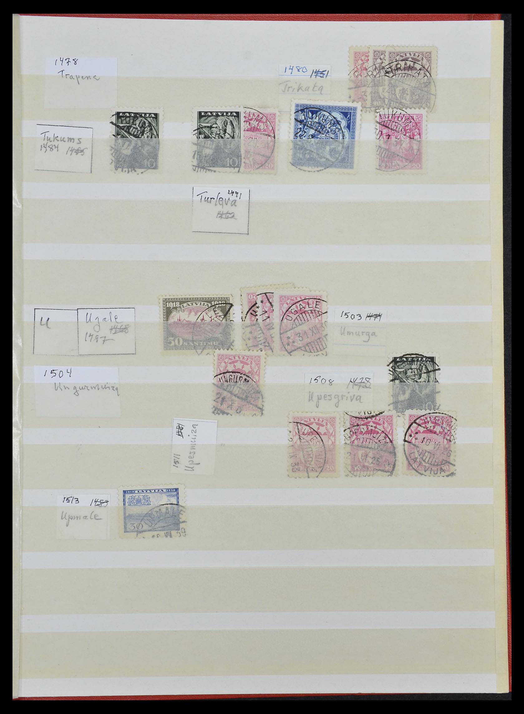 33572 048 - Stamp collection 33572 Latvia cancels 1919-1939.