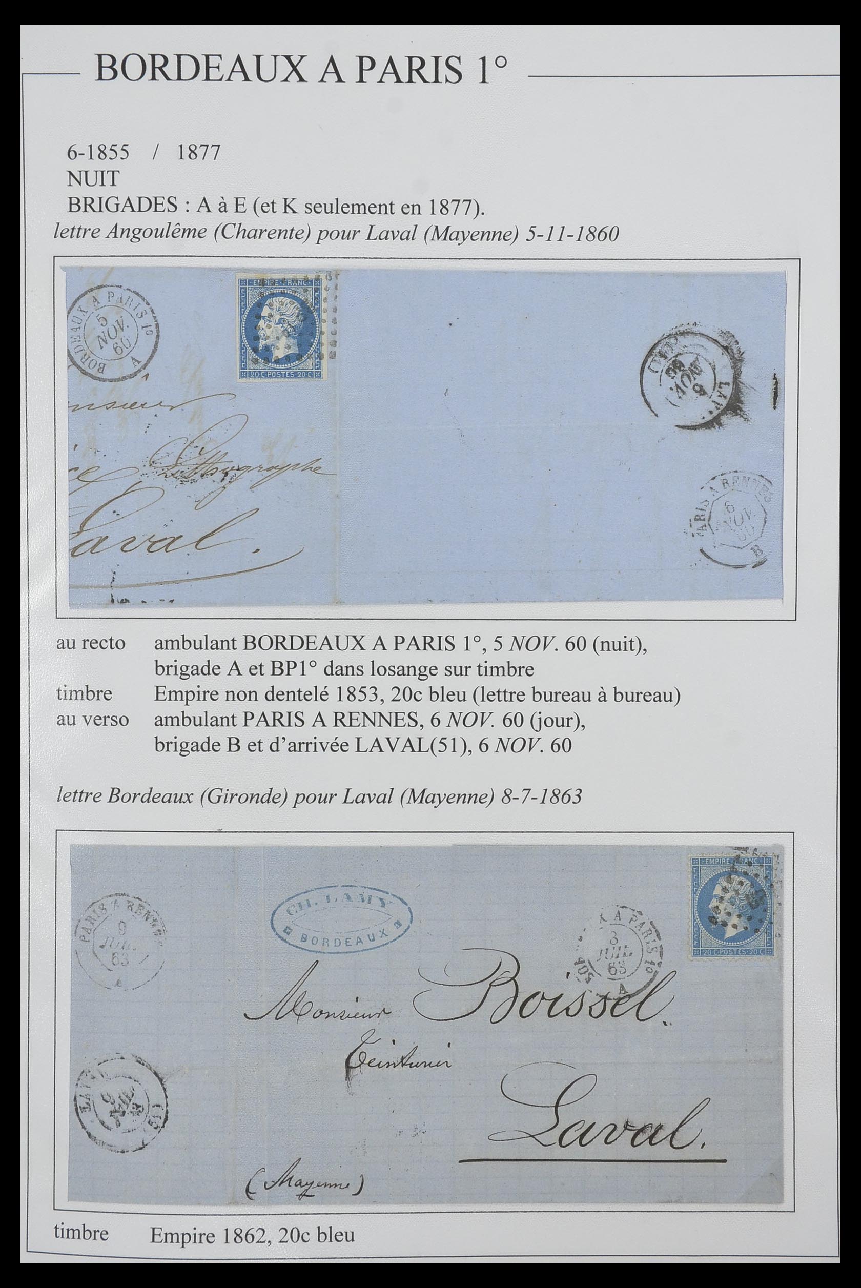 33624 122 - Postzegelverzameling 33624 Frankrijk brieven 1854-1907.