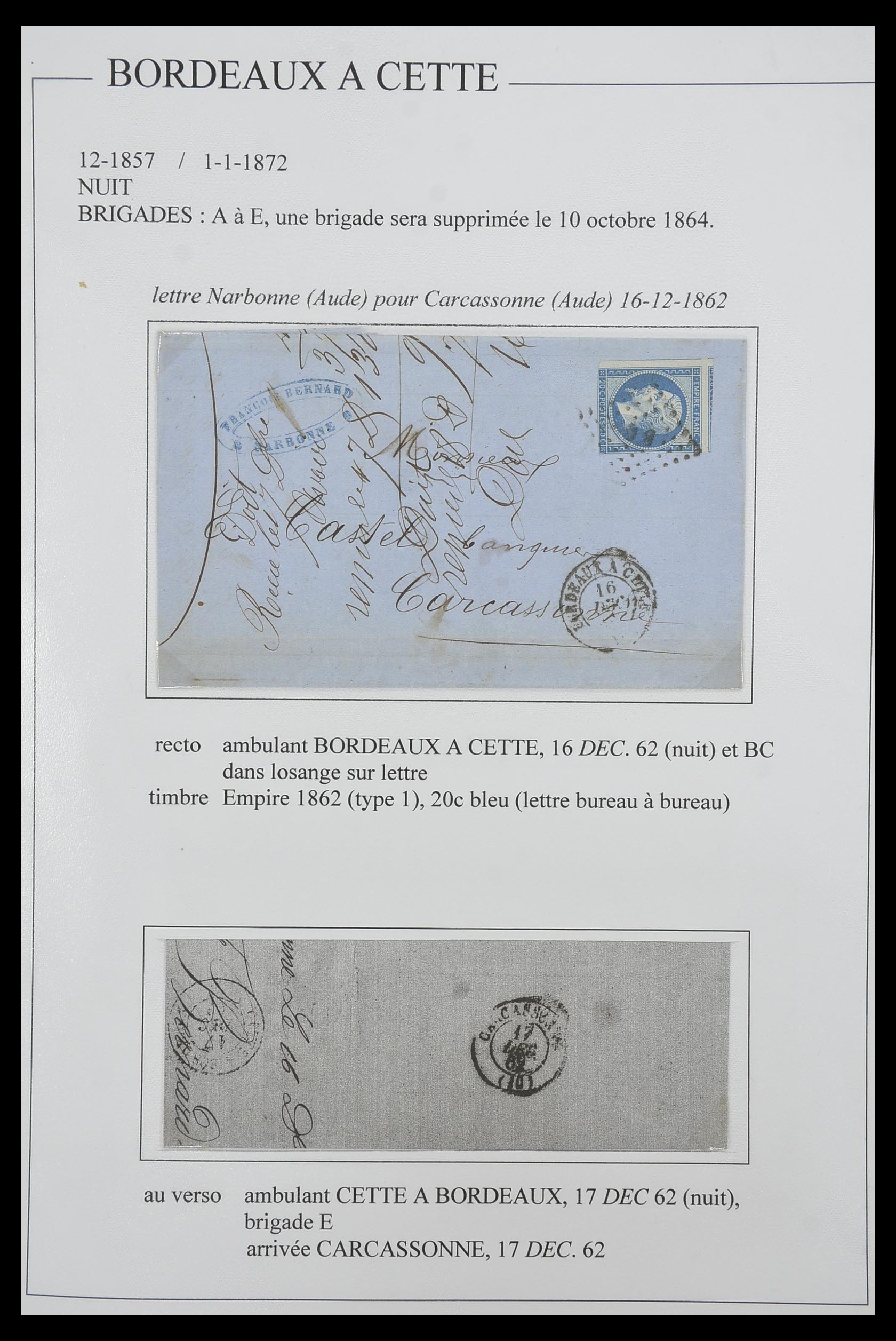 33624 130 - Postzegelverzameling 33624 Frankrijk brieven 1854-1907.