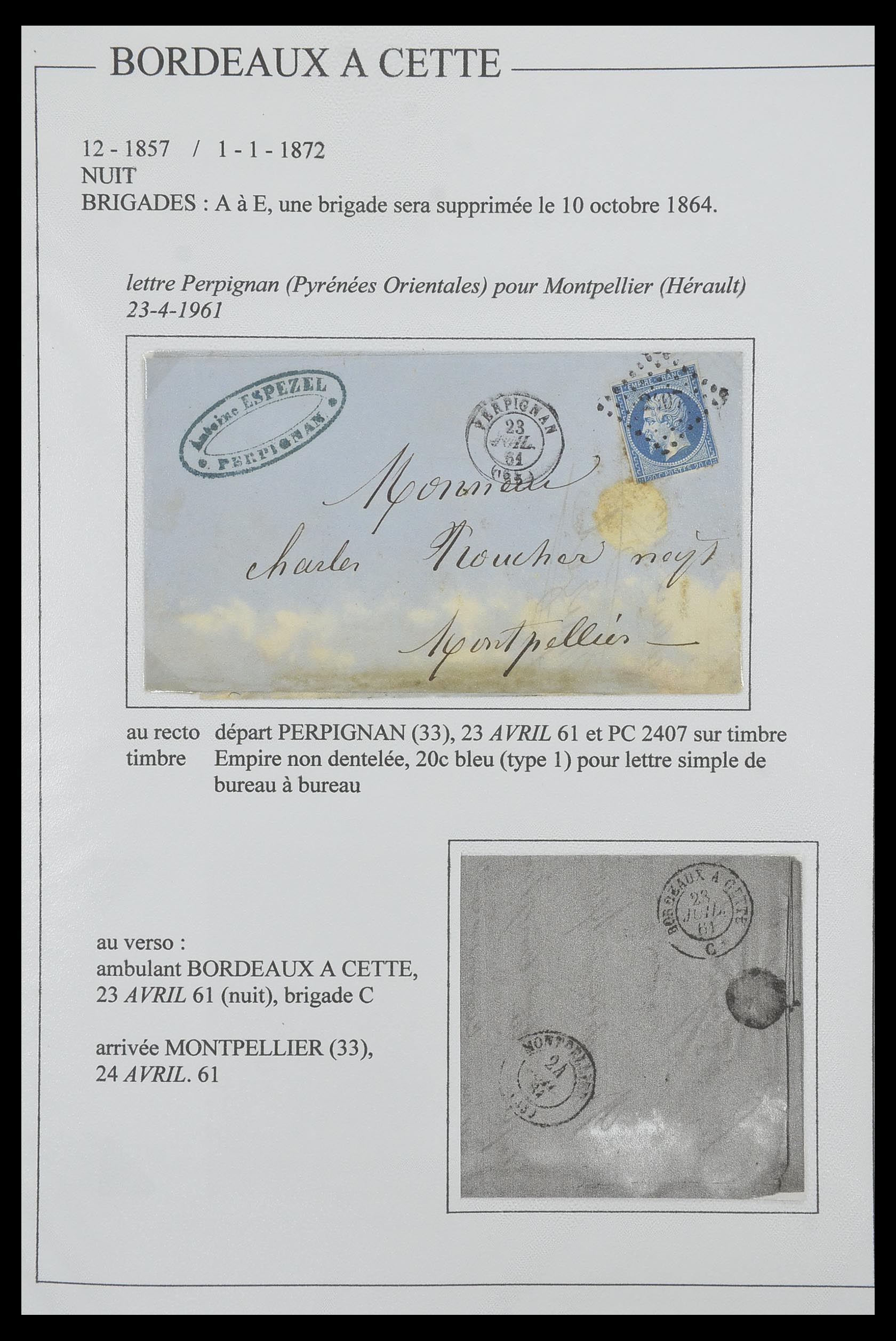 33624 131 - Postzegelverzameling 33624 Frankrijk brieven 1854-1907.