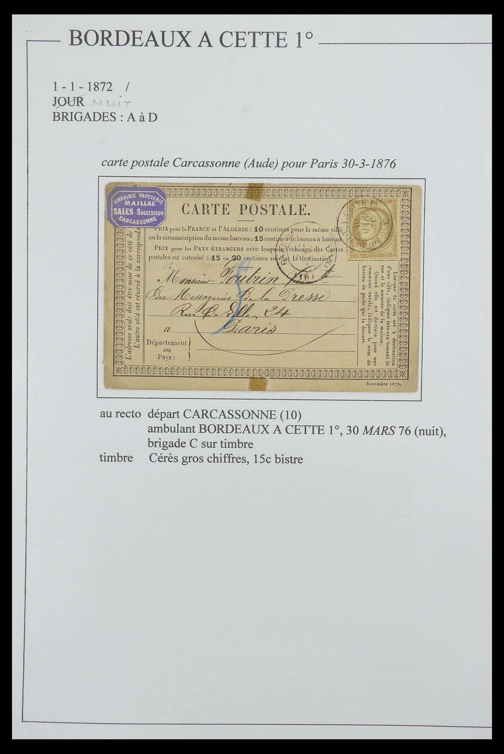 33624 134 - Postzegelverzameling 33624 Frankrijk brieven 1854-1907.