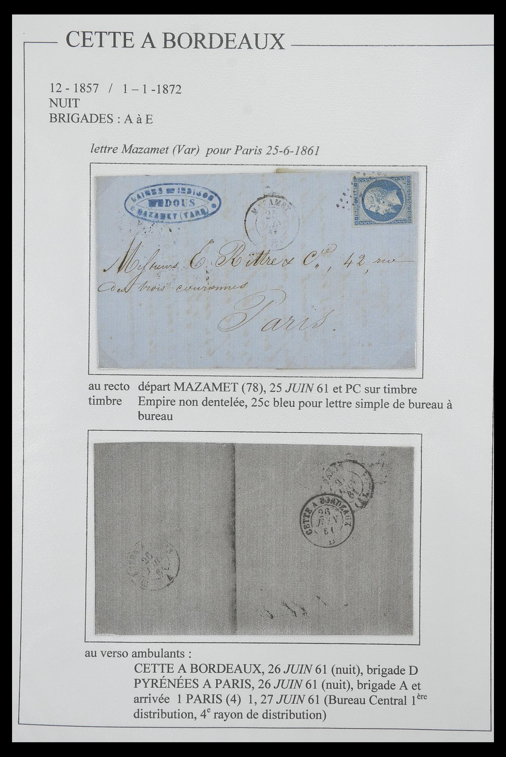 33624 135 - Postzegelverzameling 33624 Frankrijk brieven 1854-1907.