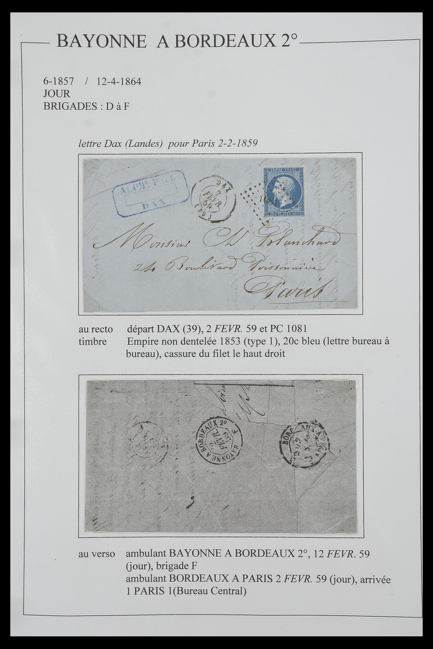 33624 151 - Postzegelverzameling 33624 Frankrijk brieven 1854-1907.