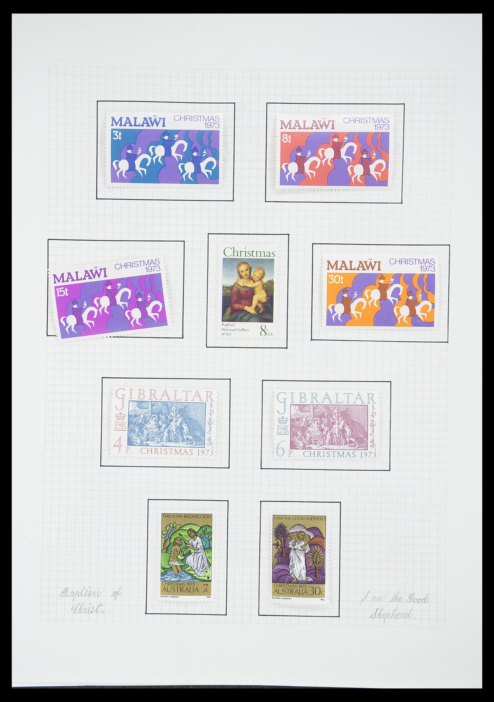 33657 1639 - Postzegelverzameling 33657 Motief Religie 1900-1990.