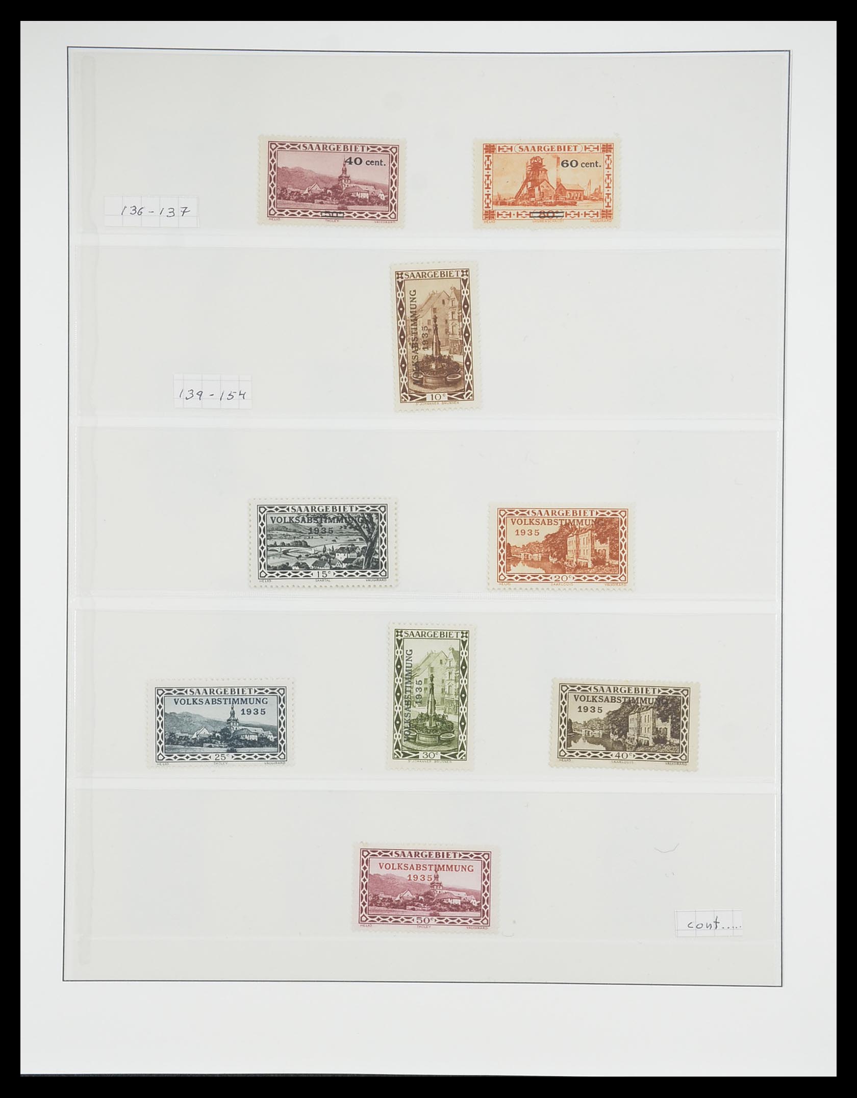33664 012 - Postzegelverzameling 33664 Saar 1920-1934.