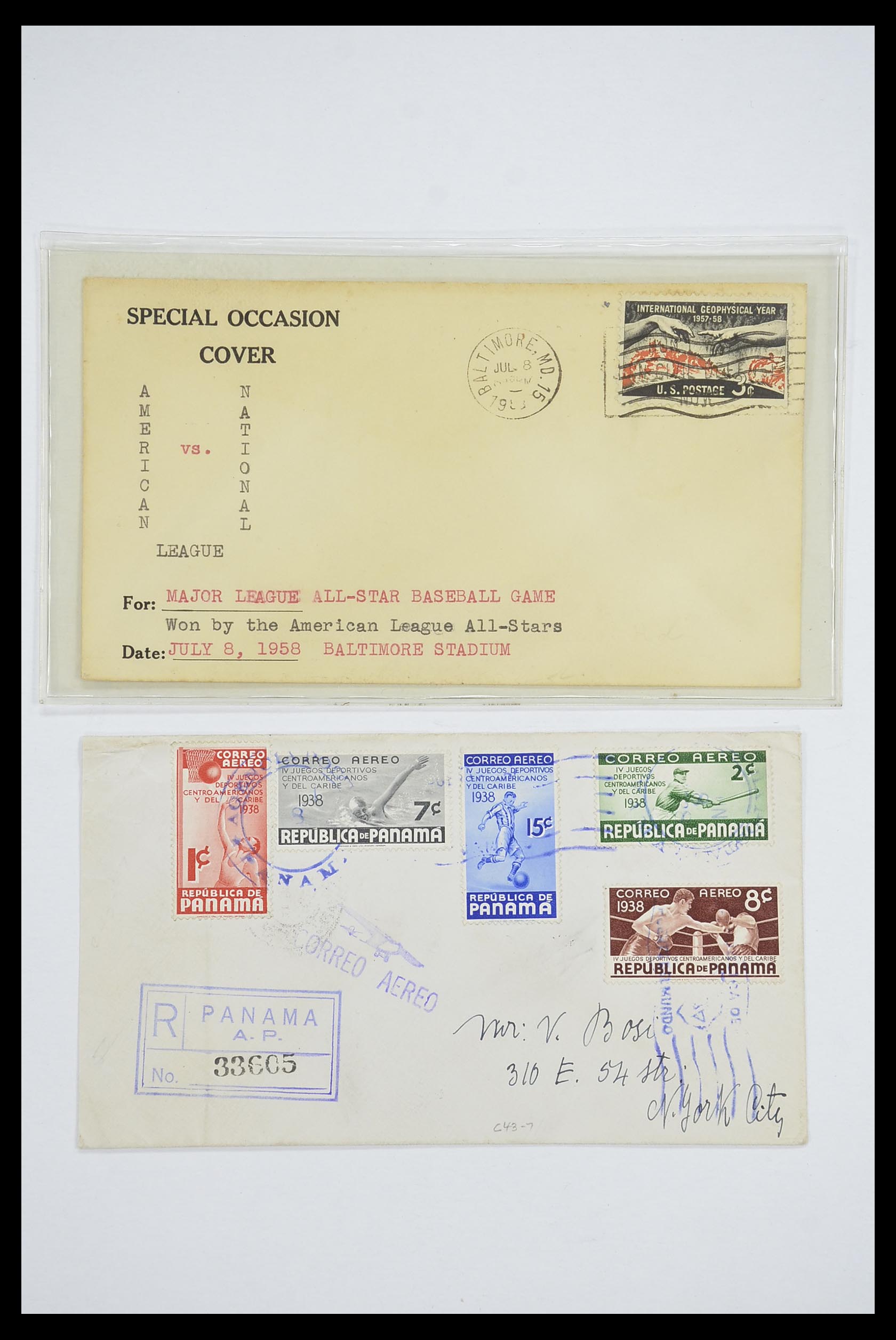 33667 013 - Postzegelverzameling 33667 Honkbal op brief 1918-1988.