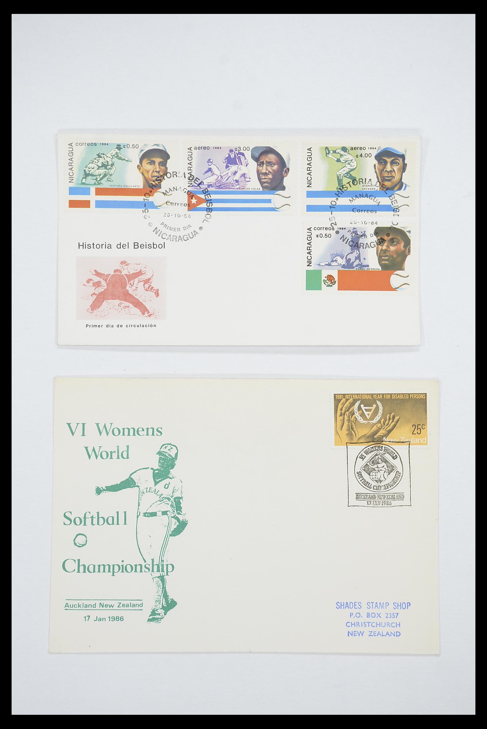 33667 025 - Postzegelverzameling 33667 Honkbal op brief 1918-1988.