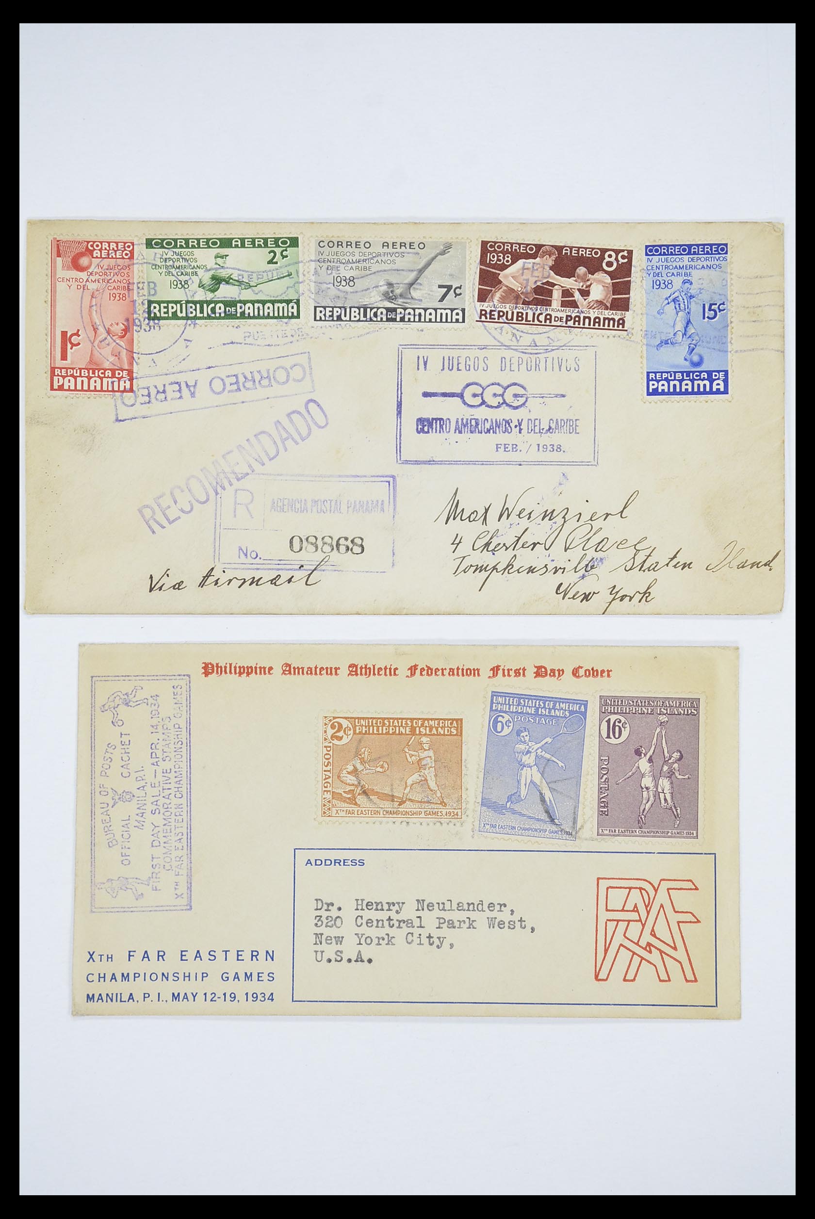 33667 034 - Postzegelverzameling 33667 Honkbal op brief 1918-1988.