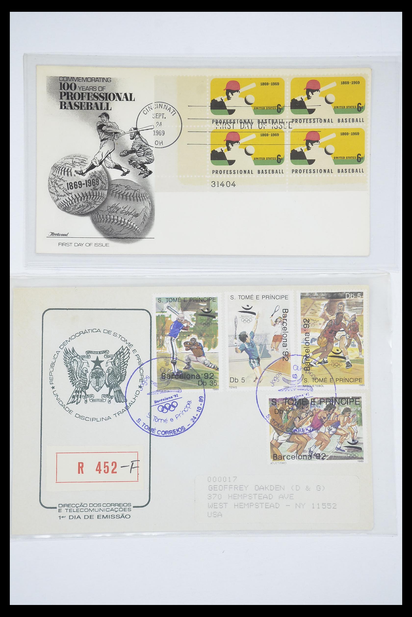 33667 036 - Postzegelverzameling 33667 Honkbal op brief 1918-1988.