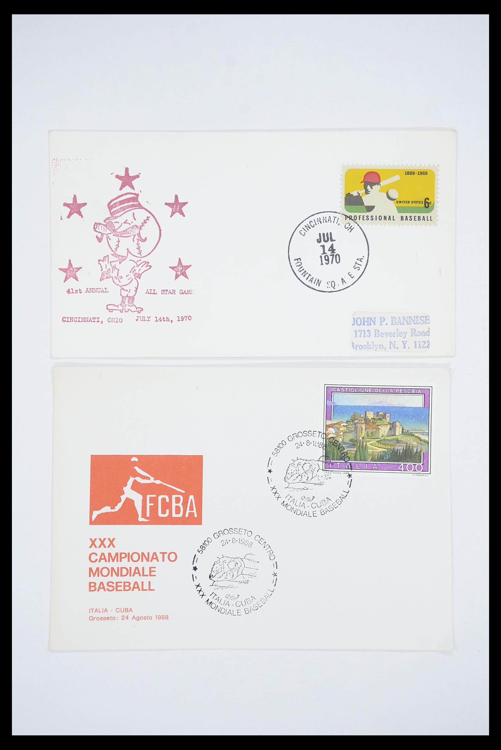 33667 037 - Postzegelverzameling 33667 Honkbal op brief 1918-1988.