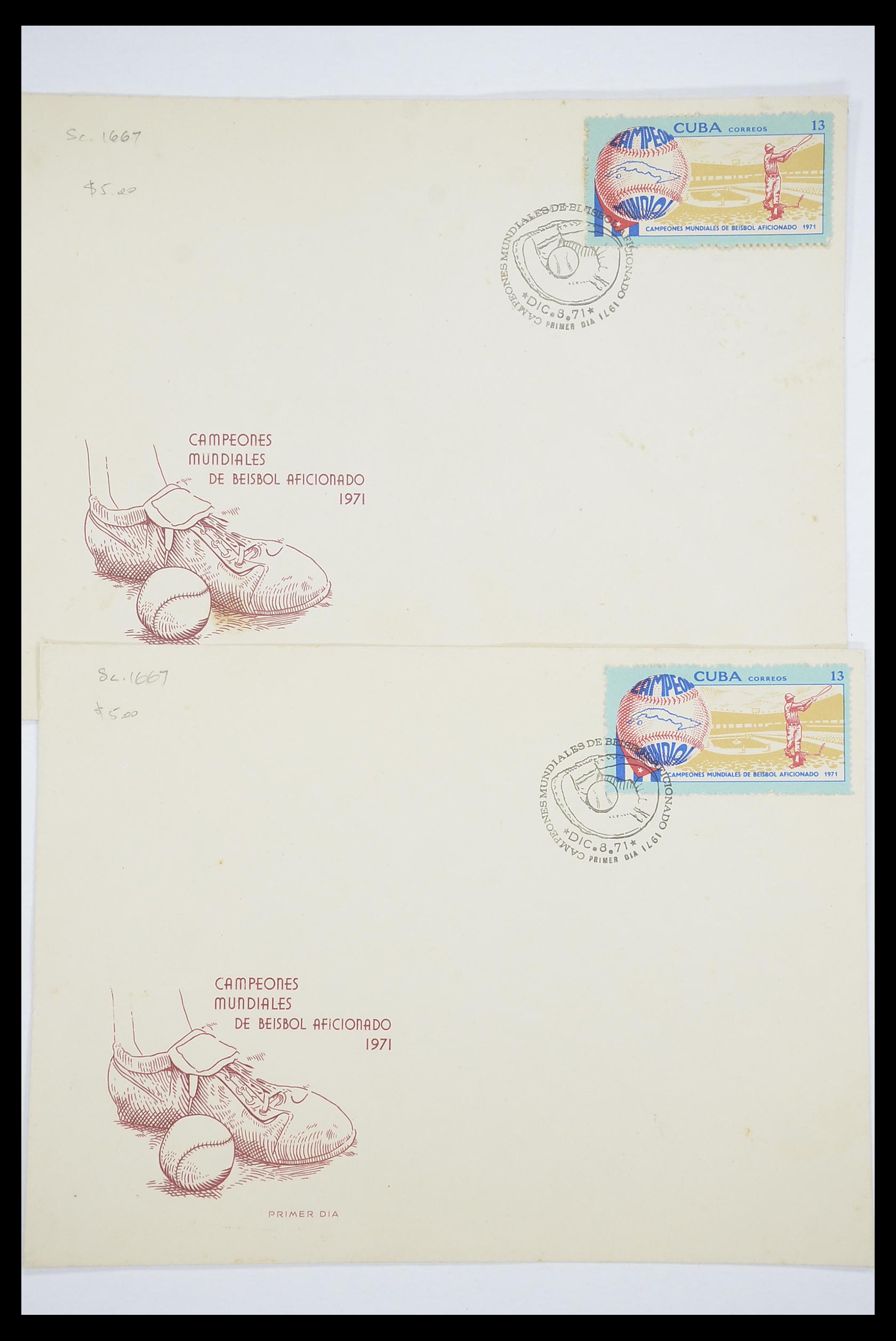 33667 047 - Postzegelverzameling 33667 Honkbal op brief 1918-1988.