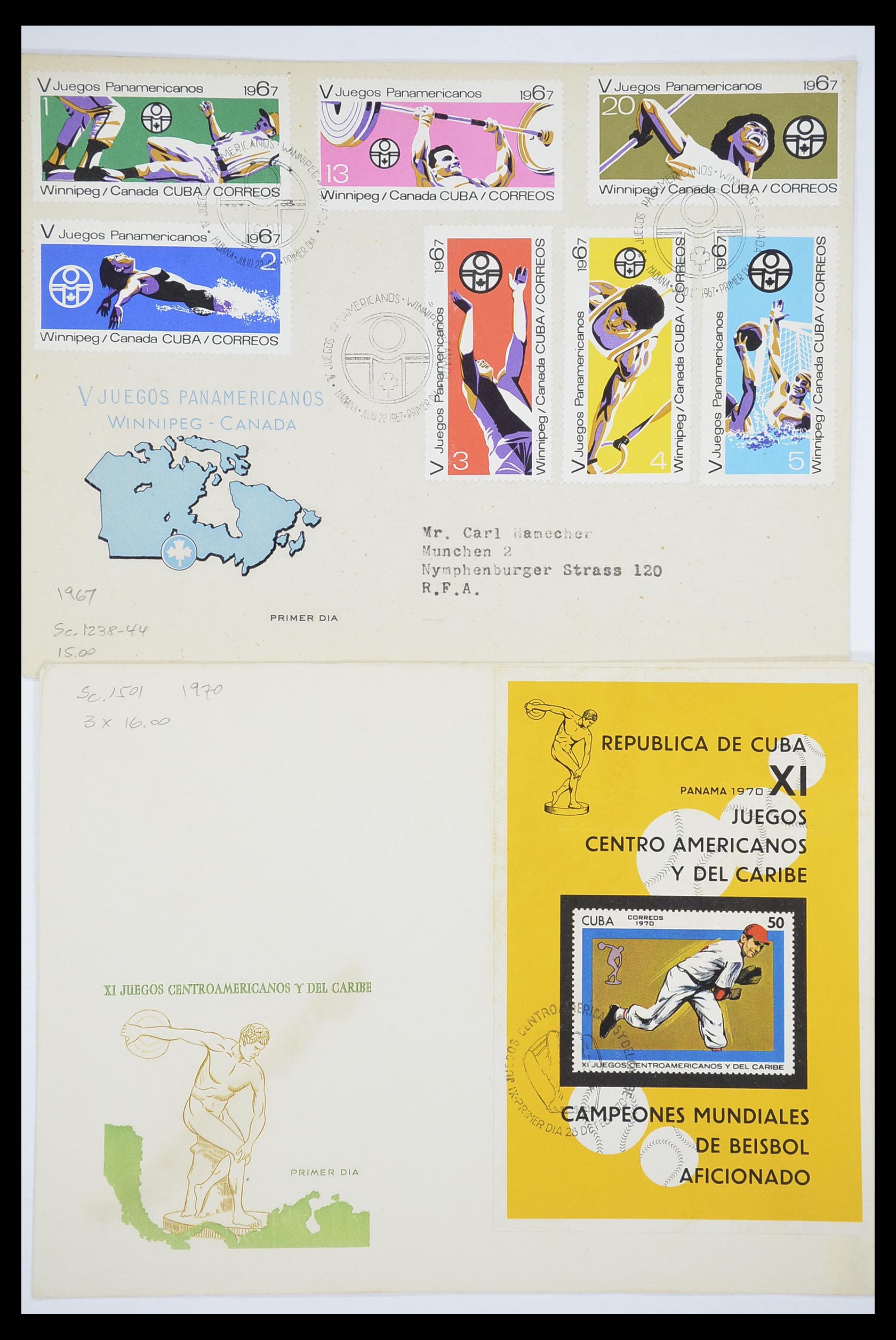 33667 049 - Postzegelverzameling 33667 Honkbal op brief 1918-1988.