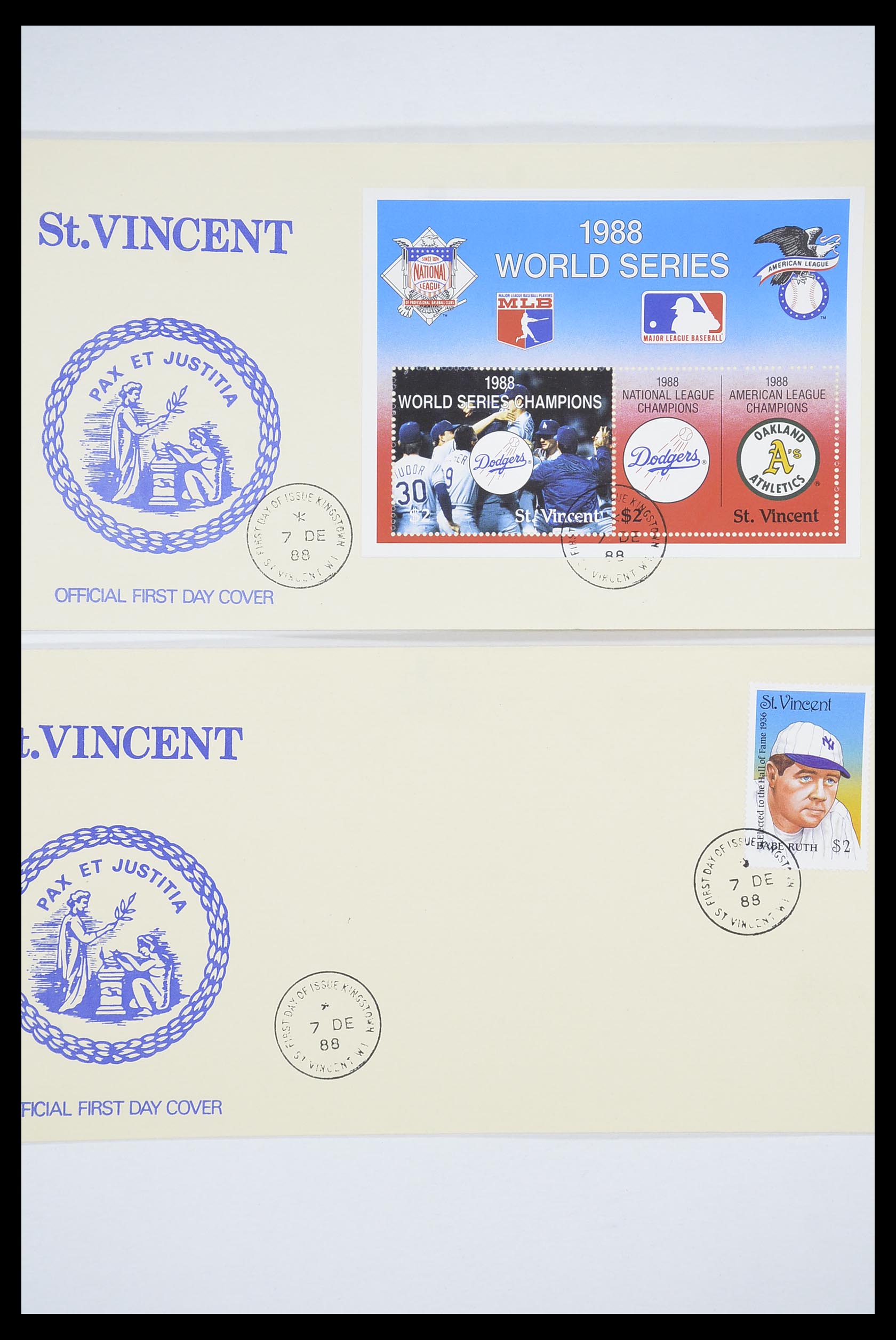 33667 052 - Stamp collection 33667 Baseball on cover 1918-1988.