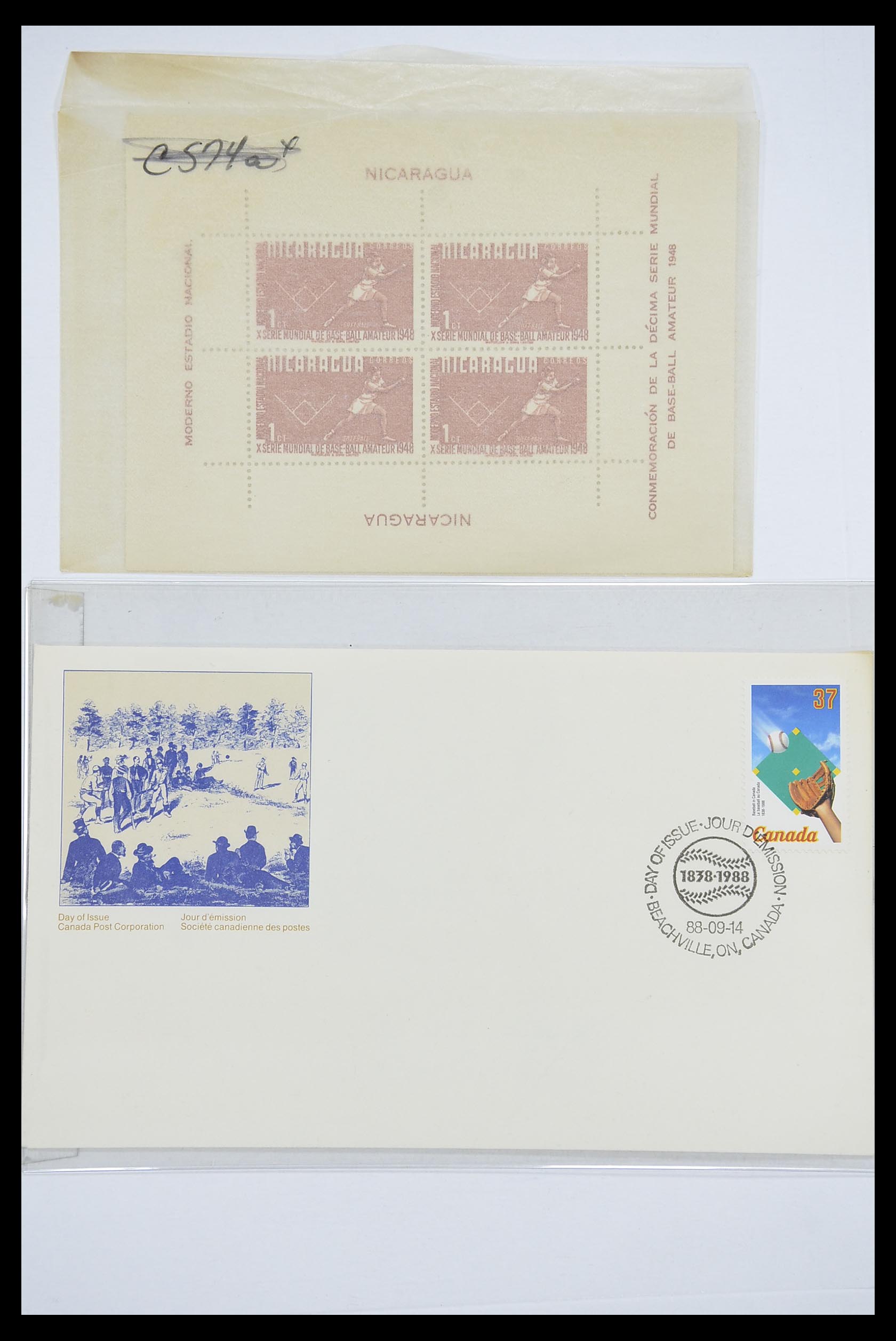 33667 062 - Stamp collection 33667 Baseball on cover 1918-1988.