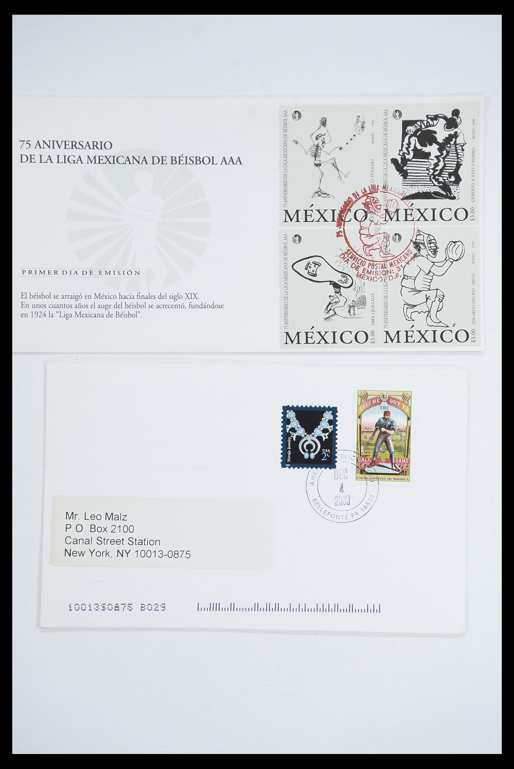 33667 086 - Postzegelverzameling 33667 Honkbal op brief 1918-1988.