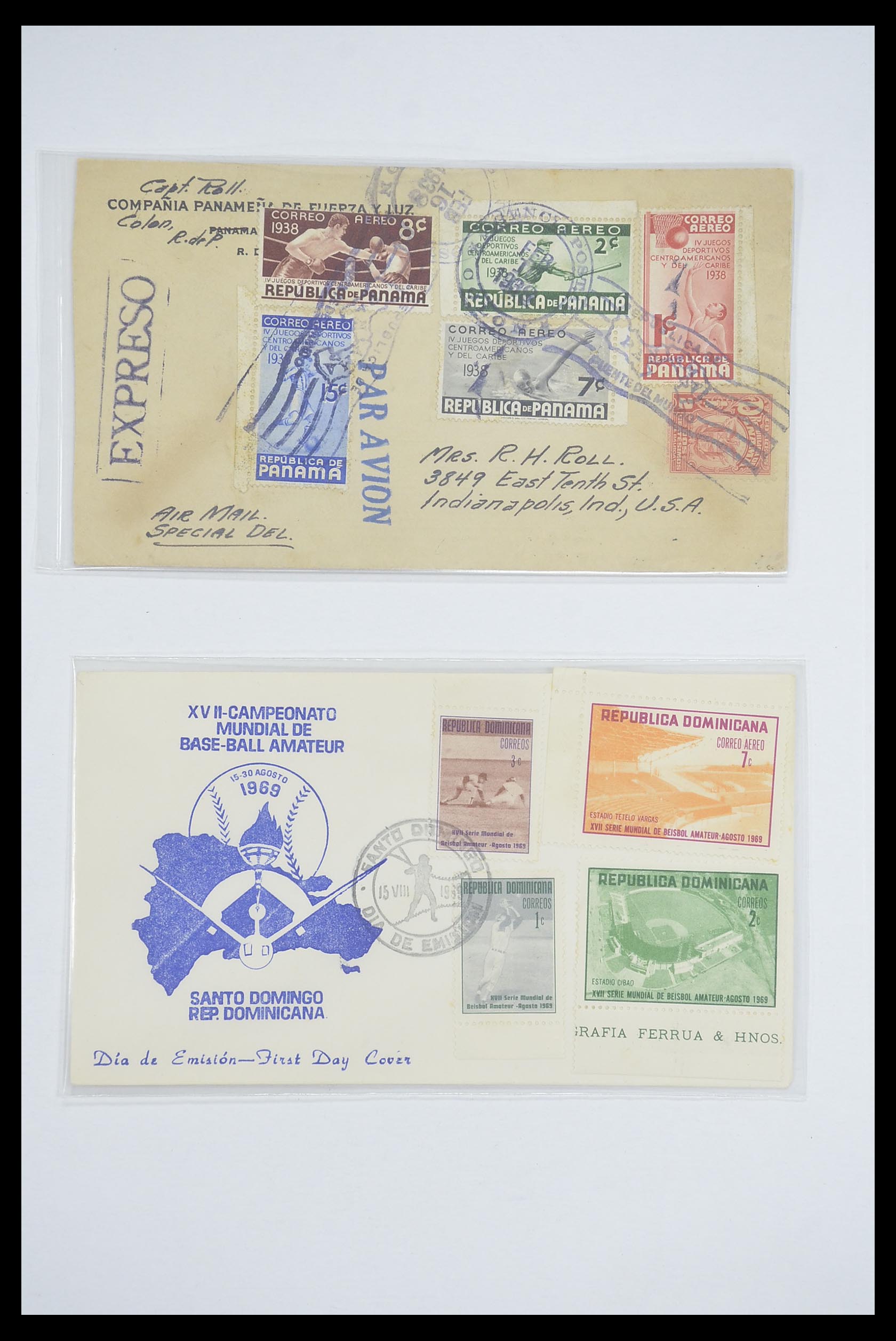 33667 088 - Postzegelverzameling 33667 Honkbal op brief 1918-1988.