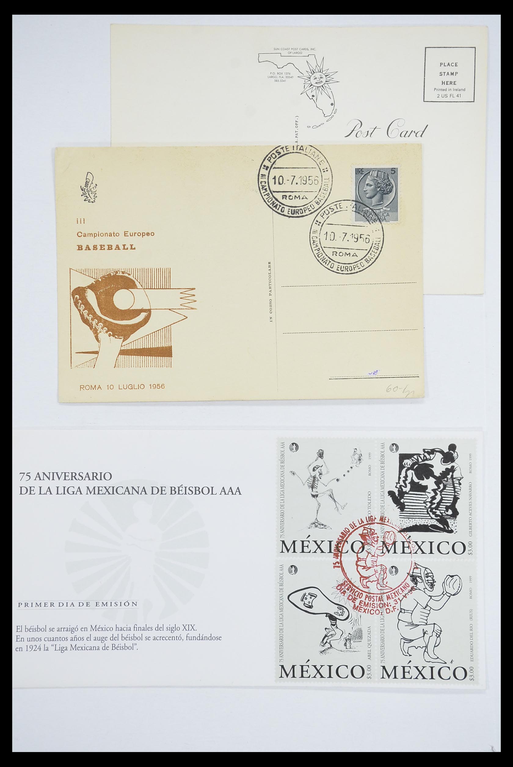 33667 094 - Postzegelverzameling 33667 Honkbal op brief 1918-1988.