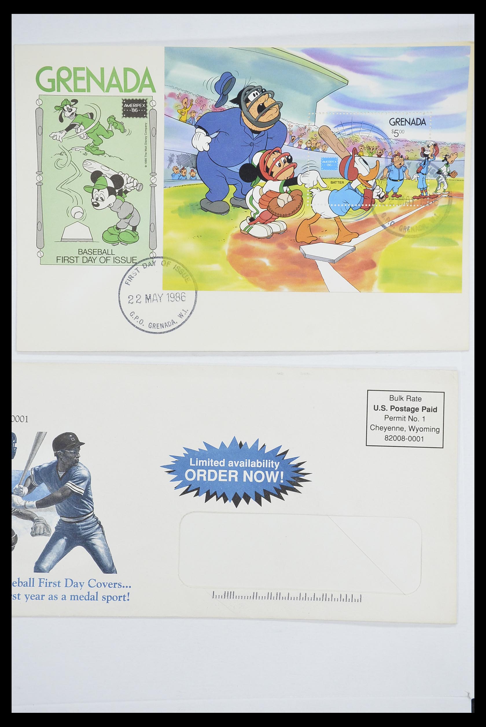 33667 098 - Postzegelverzameling 33667 Honkbal op brief 1918-1988.