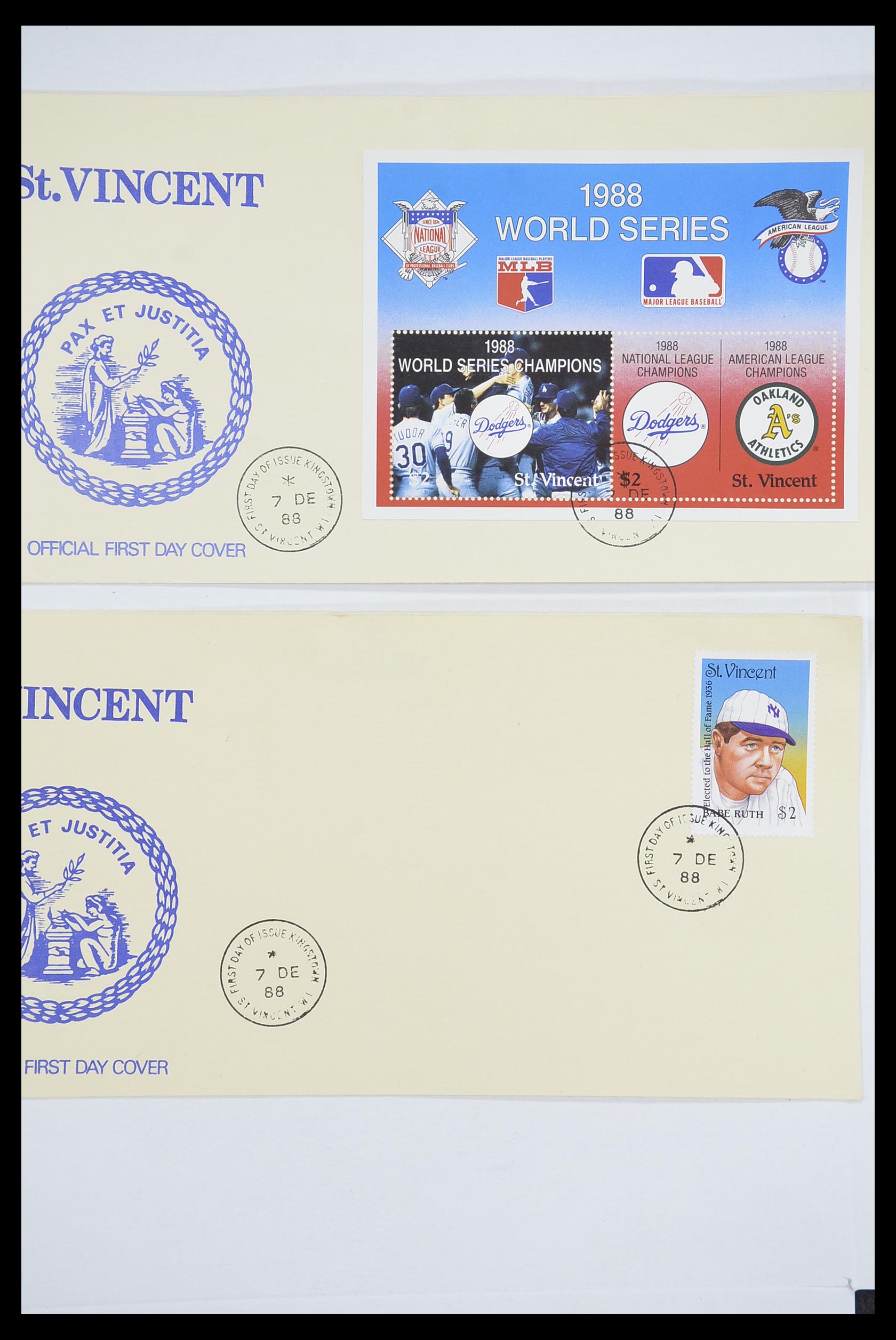 33667 100 - Postzegelverzameling 33667 Honkbal op brief 1918-1988.