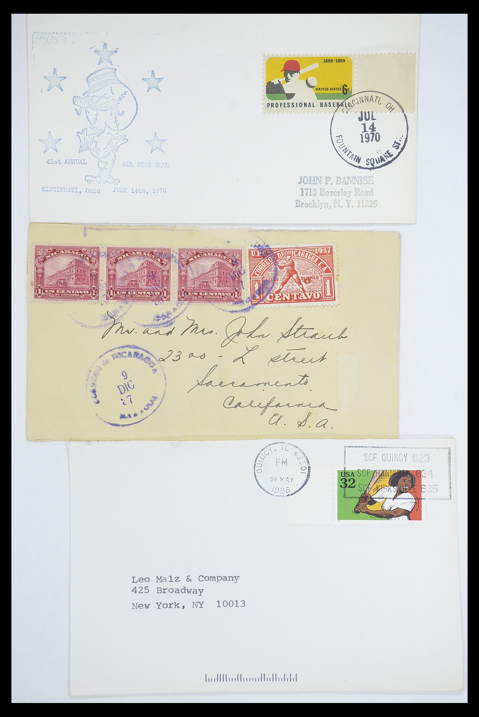 33667 109 - Postzegelverzameling 33667 Honkbal op brief 1918-1988.