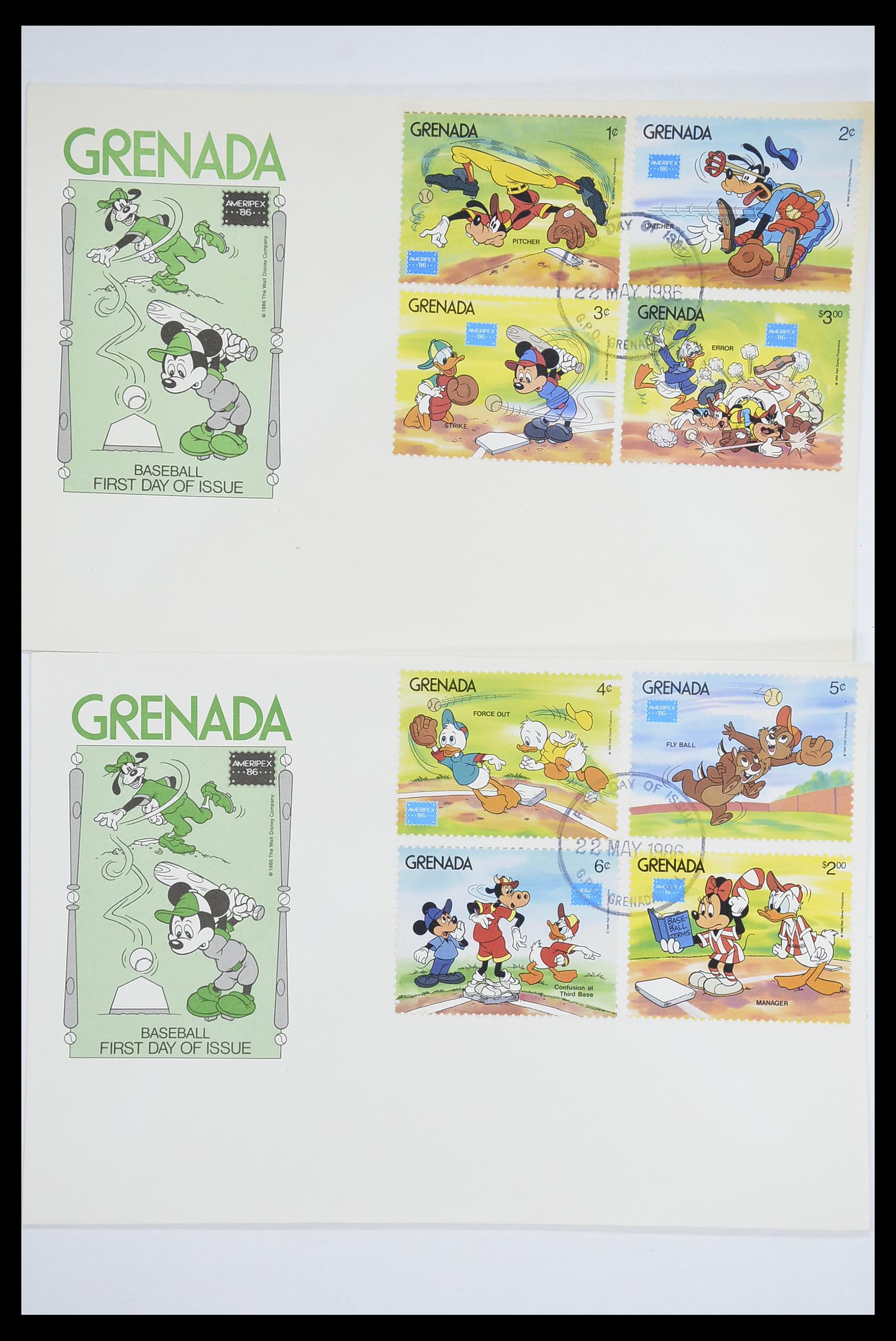 33667 112 - Postzegelverzameling 33667 Honkbal op brief 1918-1988.