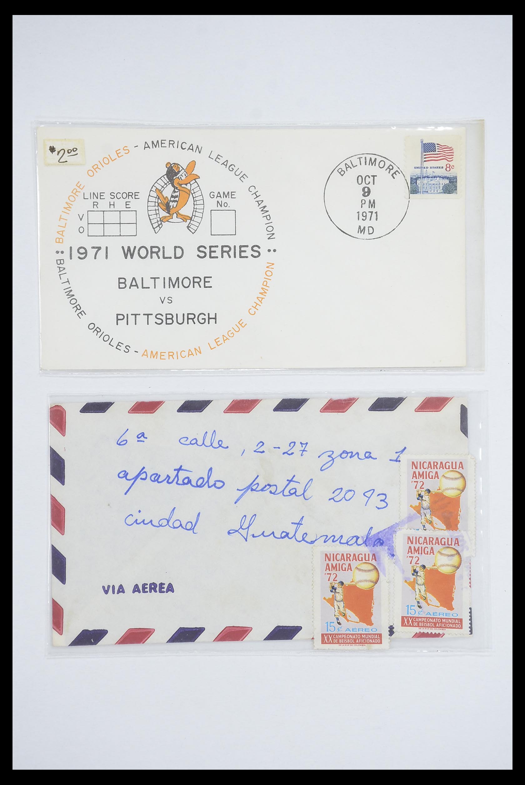 33667 113 - Postzegelverzameling 33667 Honkbal op brief 1918-1988.