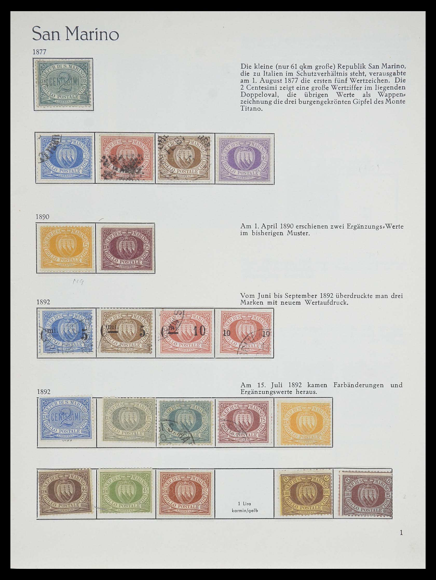 33701 001 - Postzegelverzameling 33701 San Marino 1877-1962.