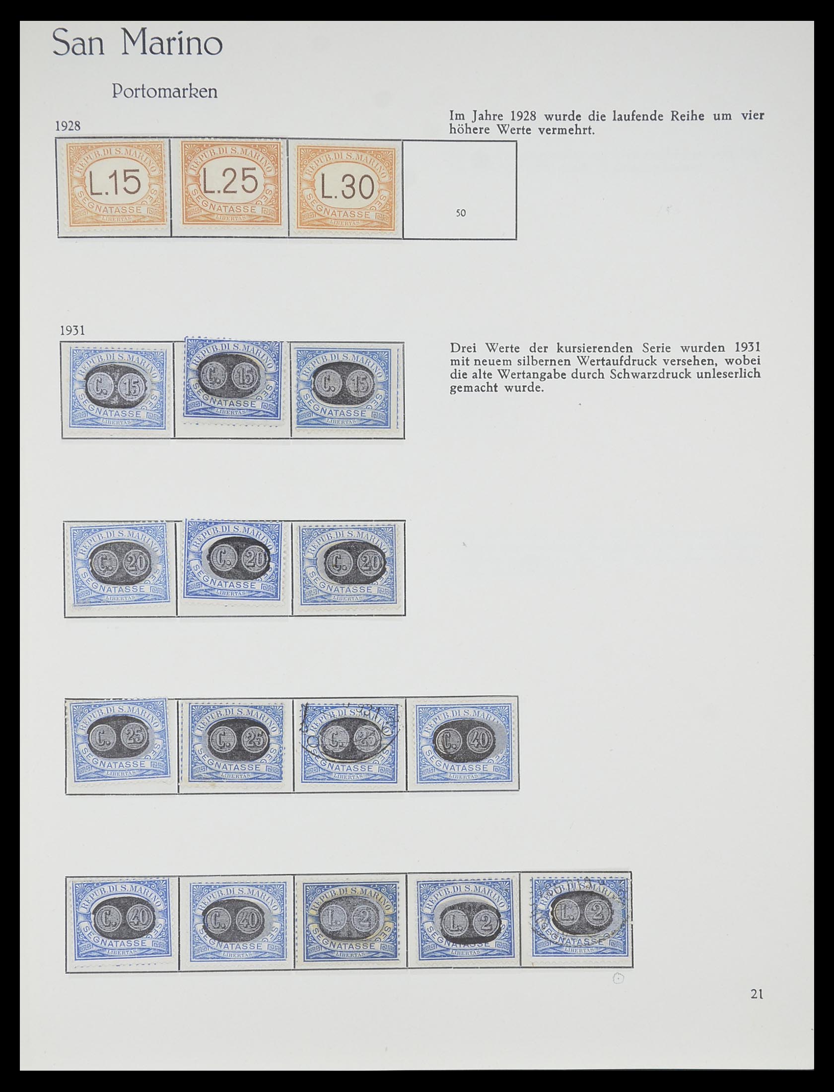 33701 021 - Postzegelverzameling 33701 San Marino 1877-1962.