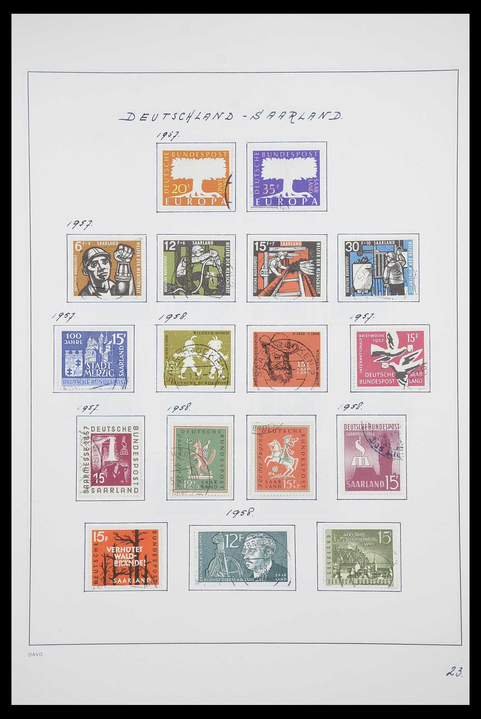 33702 031 - Postzegelverzameling 33702 Saar 1920-1959.