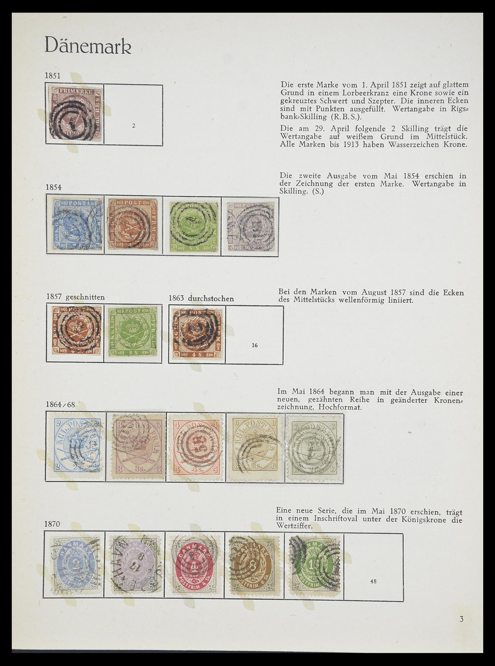 33708 001 - Postzegelverzameling 33708 Denemarken 1851-1970.