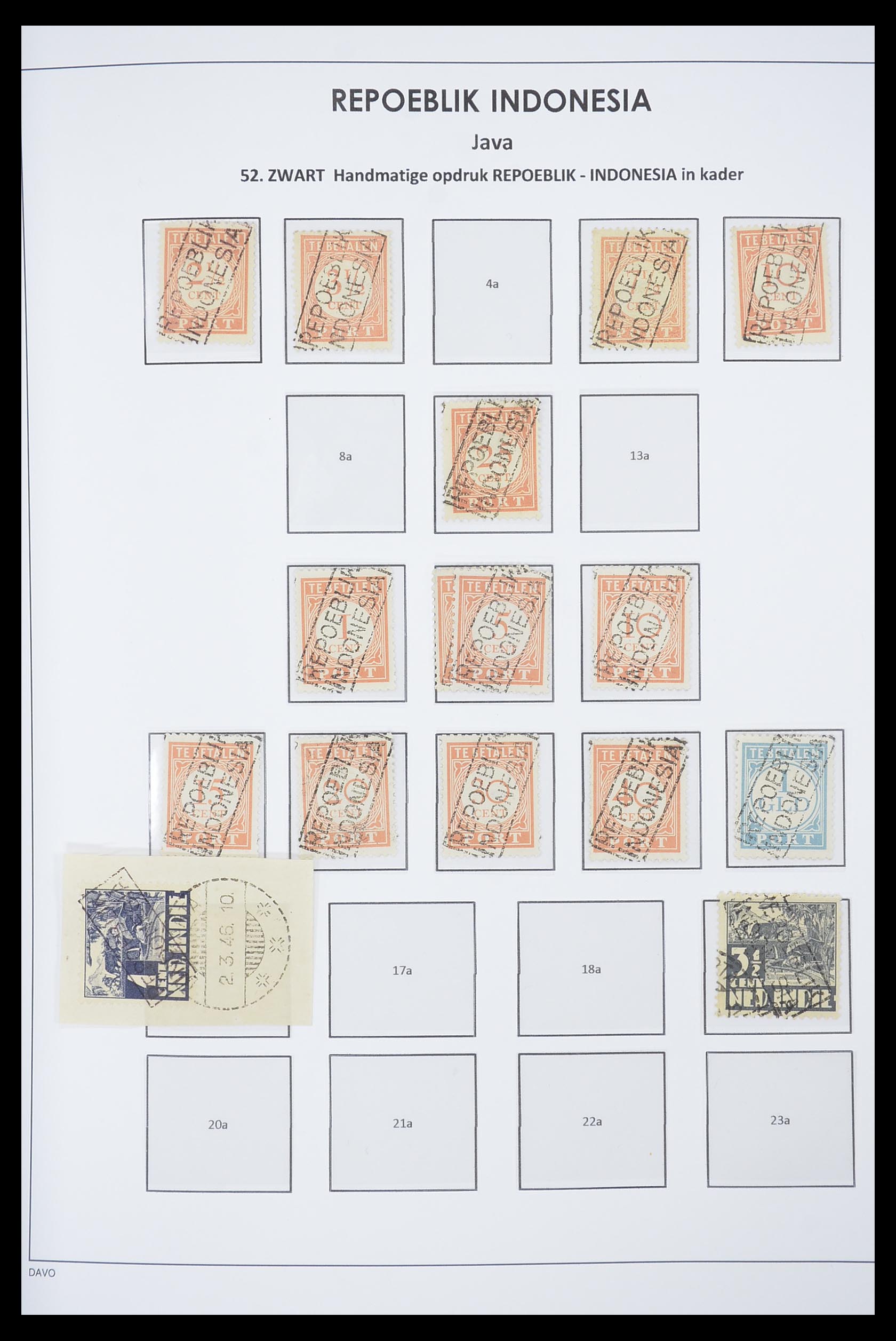 33715 008 - Postzegelverzameling 33715 Nederlands Indië interim 1945-1948.