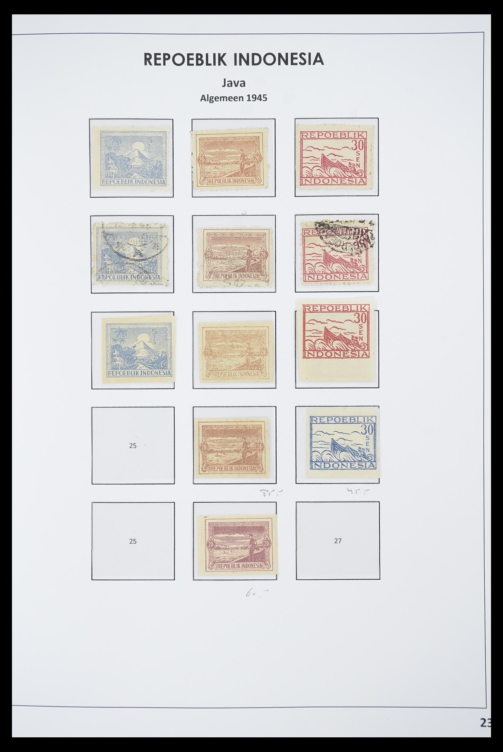 33715 020 - Postzegelverzameling 33715 Nederlands Indië interim 1945-1948.