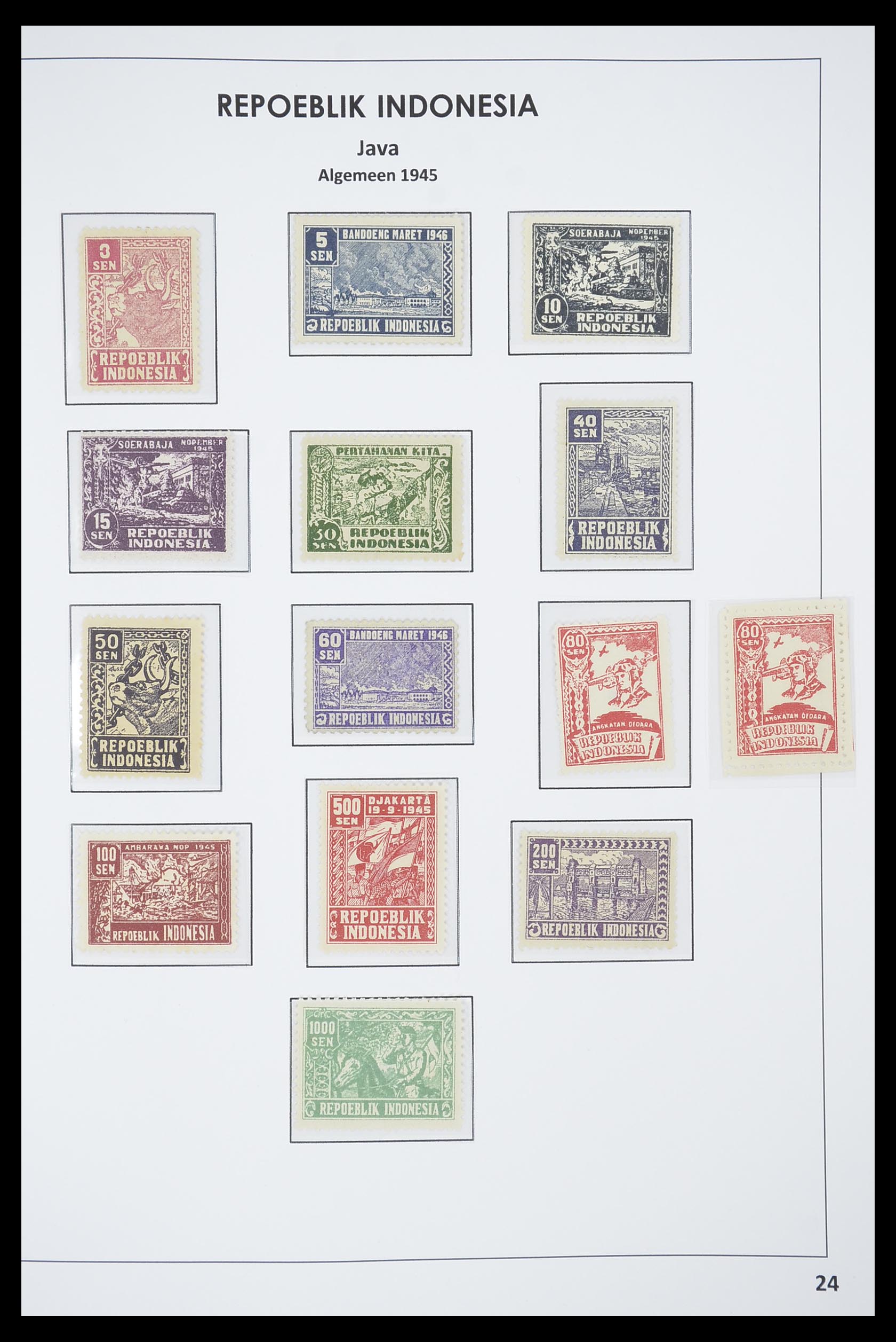 33715 022 - Postzegelverzameling 33715 Nederlands Indië interim 1945-1948.