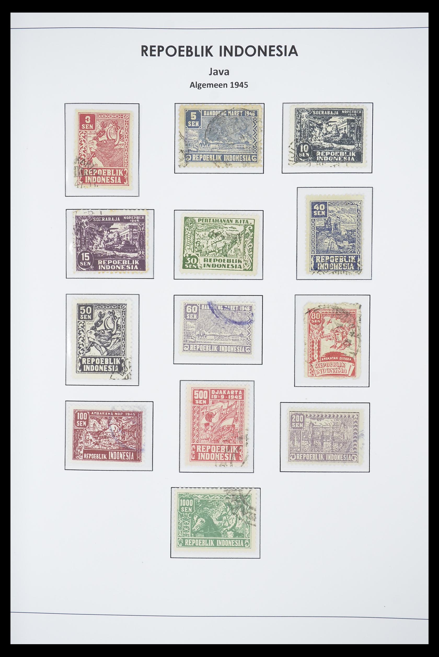 33715 023 - Postzegelverzameling 33715 Nederlands Indië interim 1945-1948.