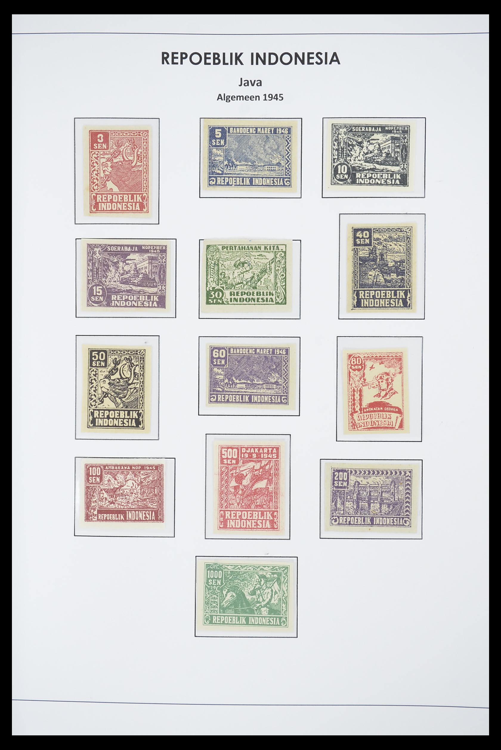 33715 024 - Postzegelverzameling 33715 Nederlands Indië interim 1945-1948.
