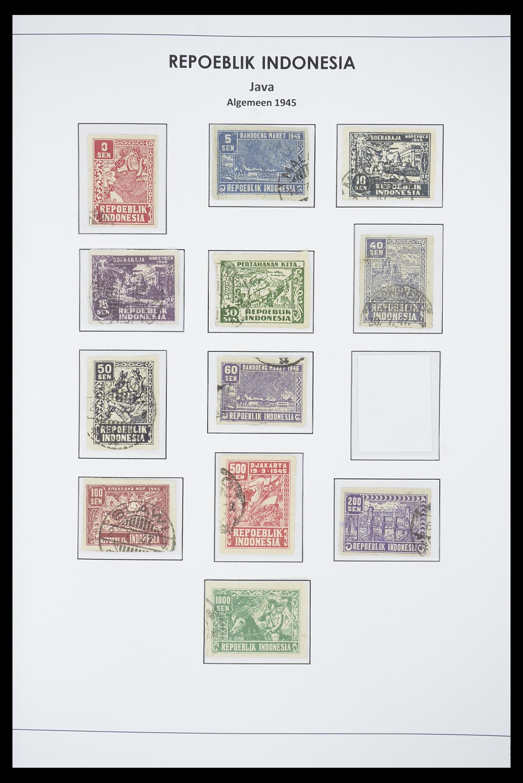 33715 025 - Postzegelverzameling 33715 Nederlands Indië interim 1945-1948.