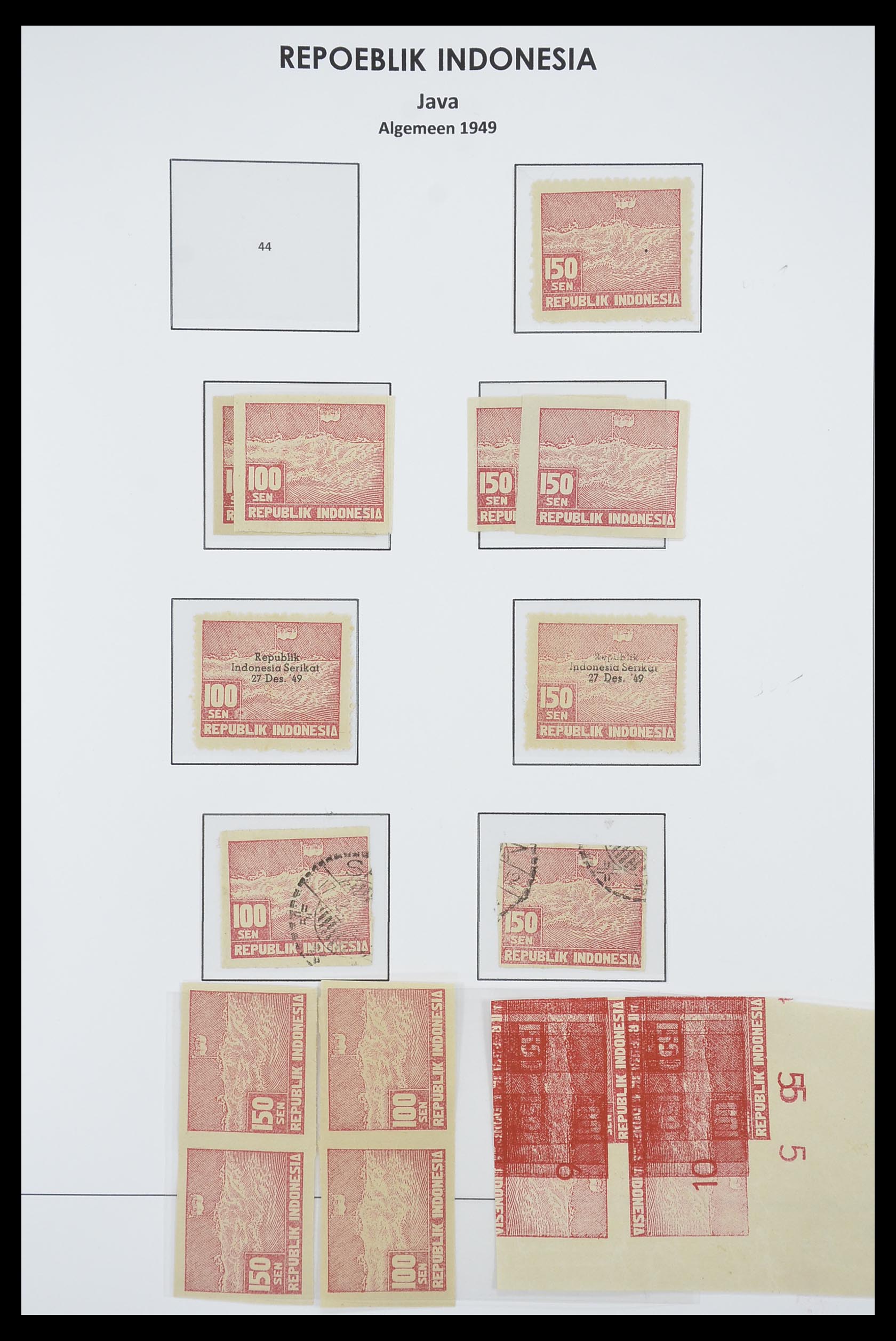 33715 033 - Postzegelverzameling 33715 Nederlands Indië interim 1945-1948.