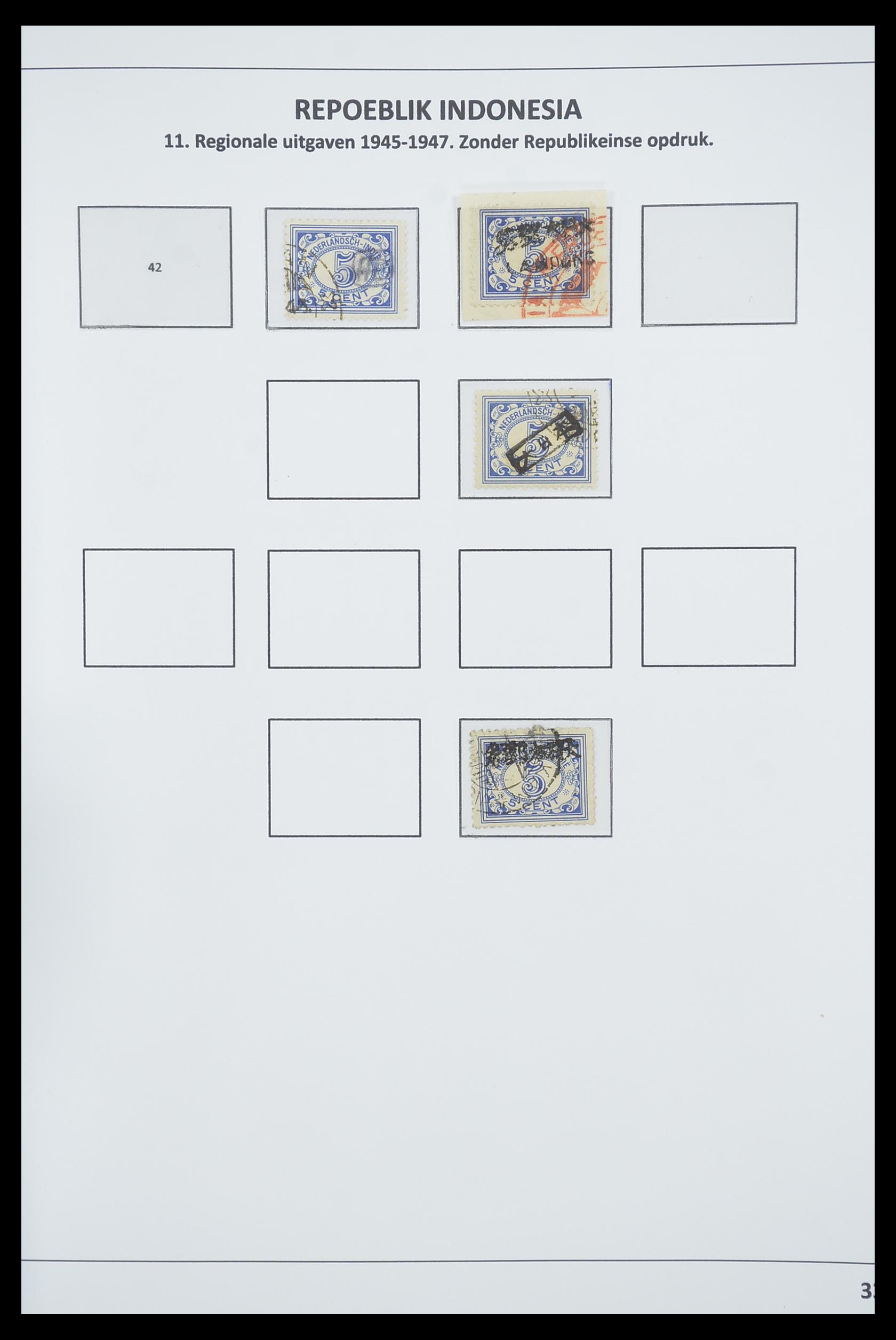 33715 043 - Stamp collection 33715 Dutch east Indies interim 1945-1948.