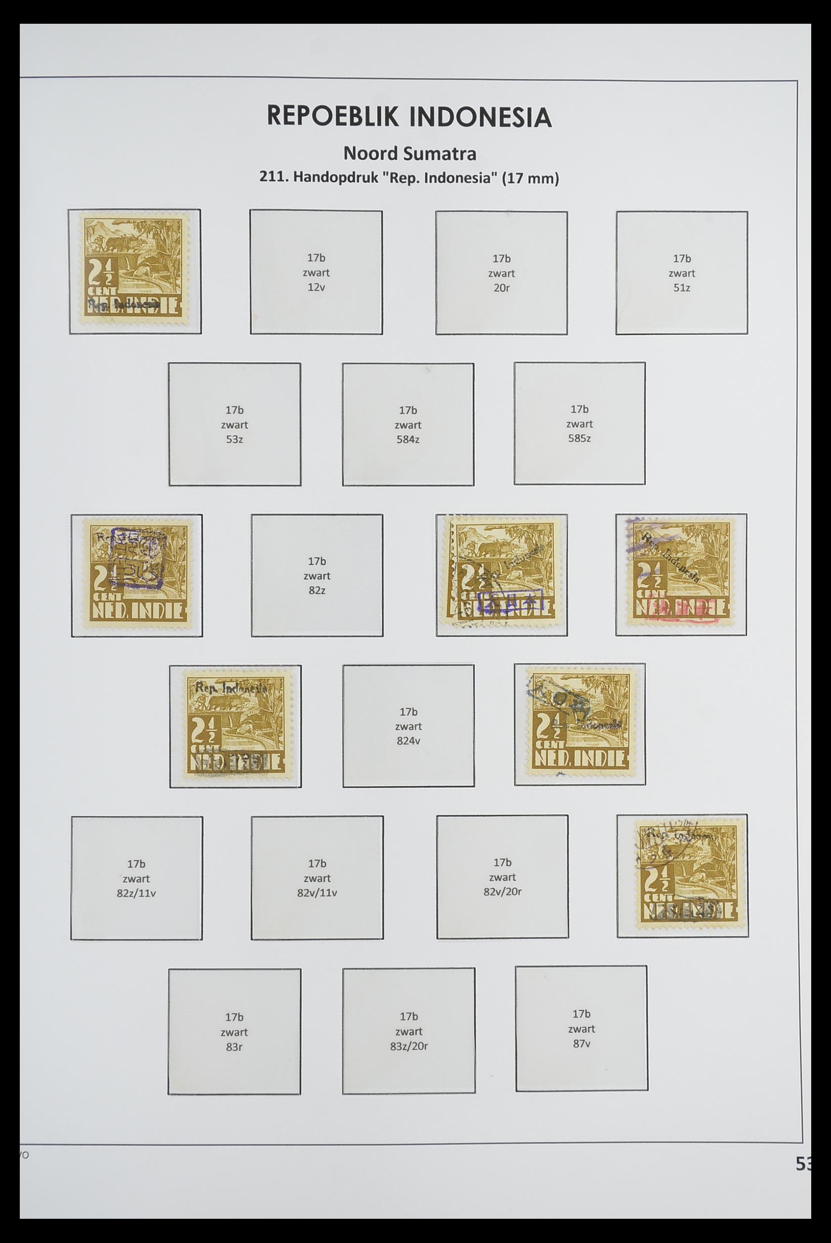 33715 065 - Postzegelverzameling 33715 Nederlands Indië interim 1945-1948.