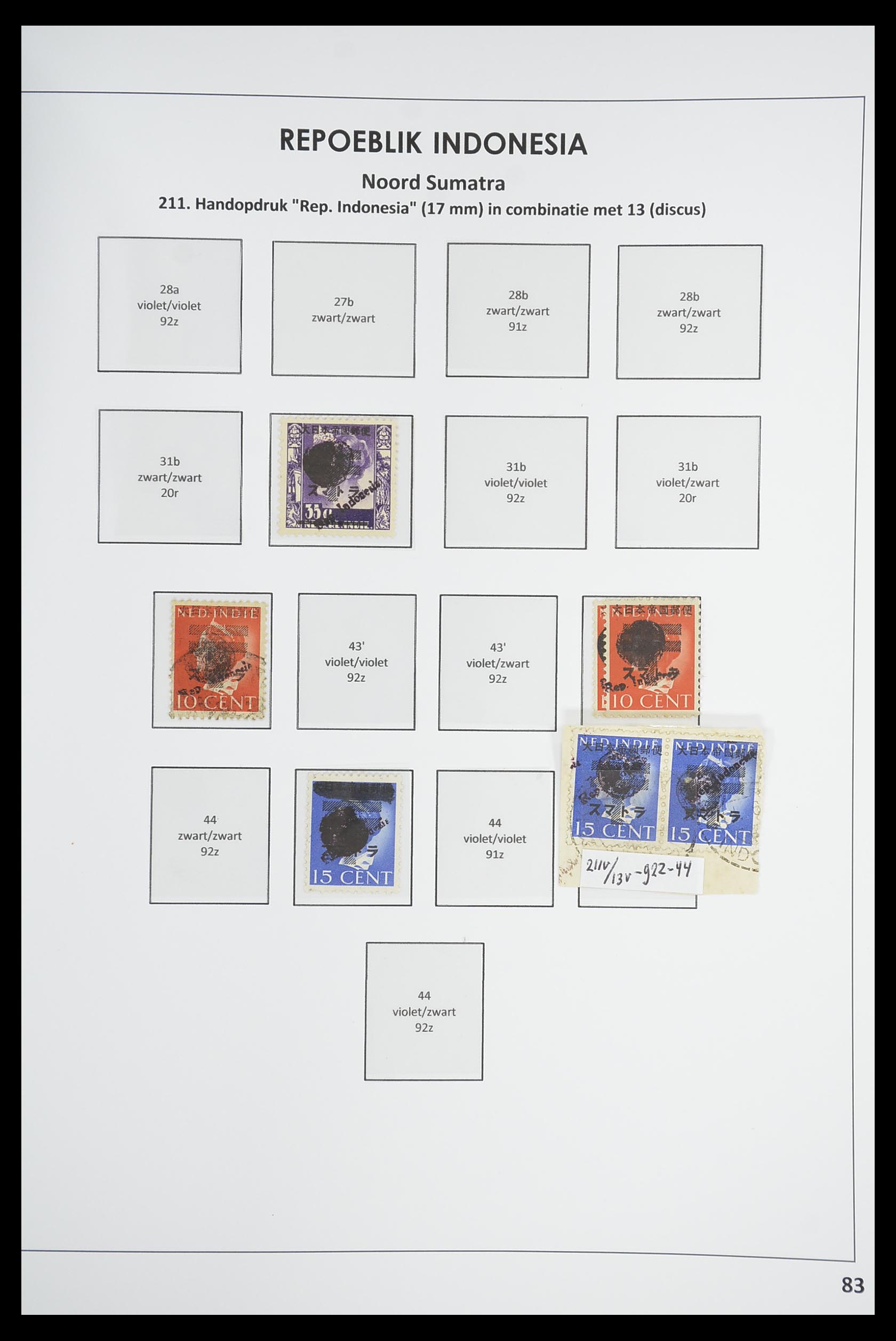 33715 094 - Postzegelverzameling 33715 Nederlands Indië interim 1945-1948.