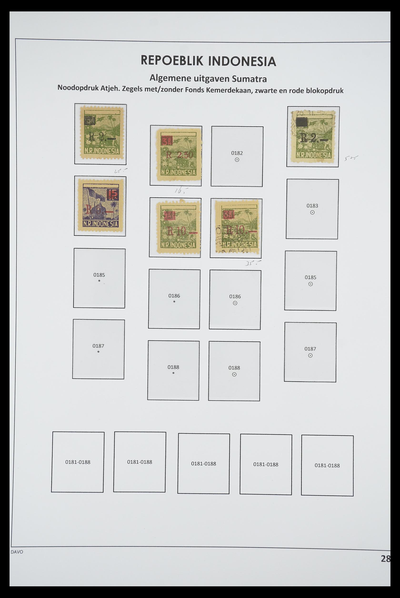 33715 282 - Postzegelverzameling 33715 Nederlands Indië interim 1945-1948.