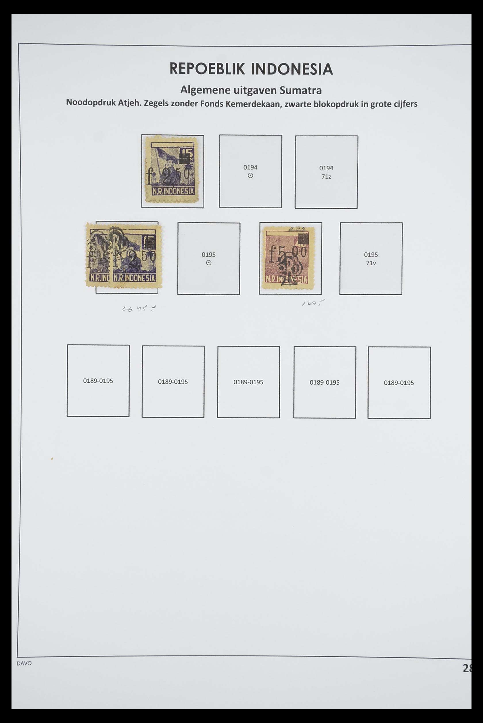 33715 284 - Postzegelverzameling 33715 Nederlands Indië interim 1945-1948.